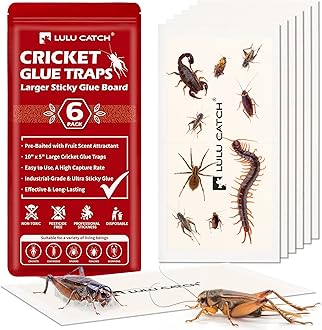 Cricket Insect Glue Traps - 6 Pack Bug Cockroach Sticky Traps, Large Spider Trap with Pre-Baited Attractant, Highly Effective Glue Boards Indoor, Non-Toxic Pet Safe Pest Control
