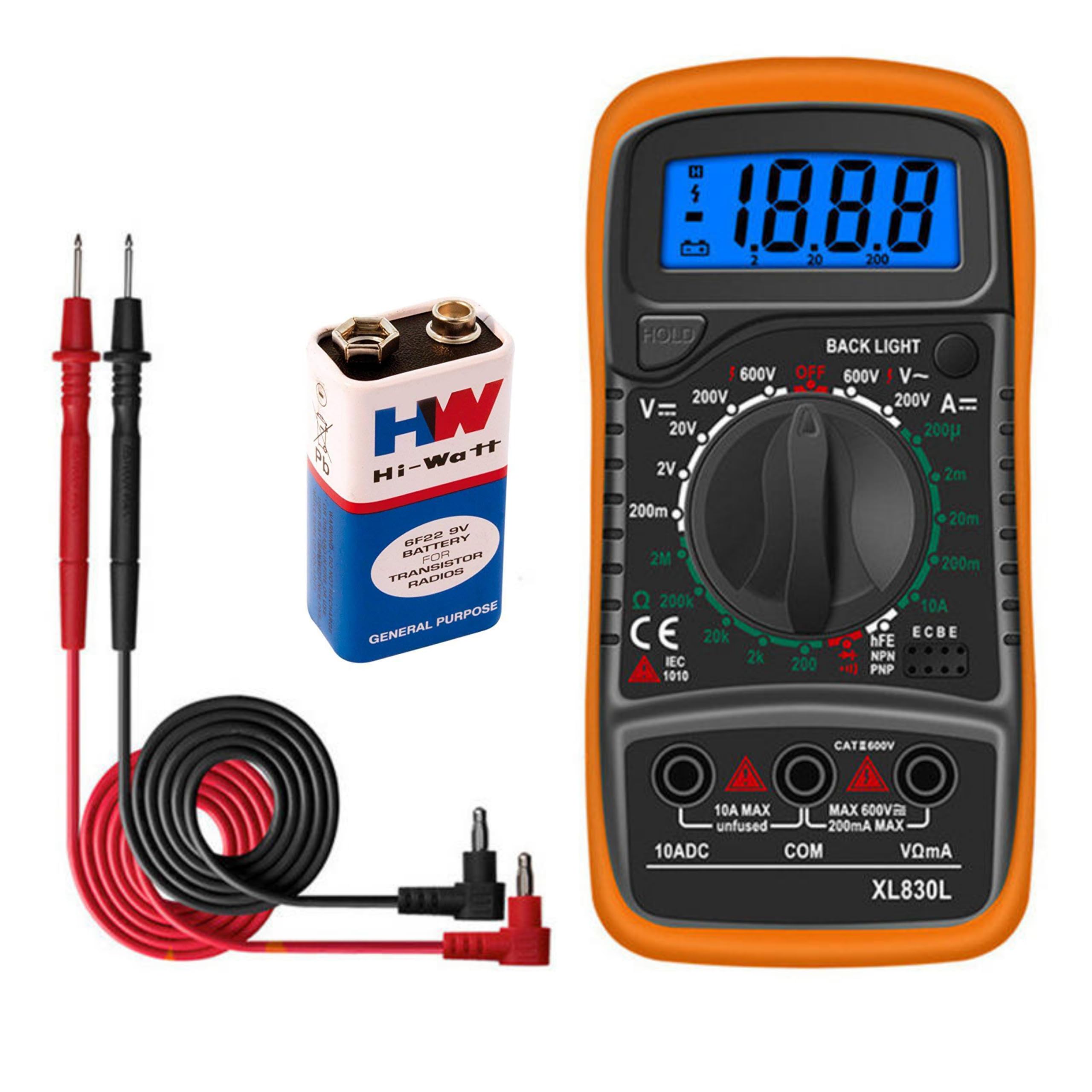 MFS830L Digital Multimeter with Backlight LCD, AC/DC Voltage Current Tester, 1888 Counts Portable, Multicolor XL830LMFS-image-13