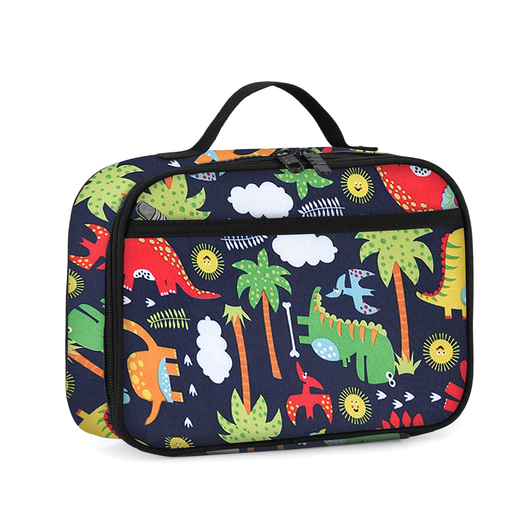 Lunch Box with Padded Liner, Rickyh style Spacious Insulated Lunch Bag Durable Thermal Lunch Cooler Pack with Strap for Men Women Boys Girls Adults School Sports Beach Picnic Work Camp,2 Pocket (LBKL)