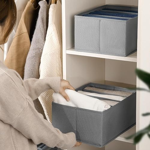 Miniatura 6 de DIMJ Organizador de ropa para armario, organizadores de cajones para ropa con 5 compartimentos, organizador de armario de tela para ropa,