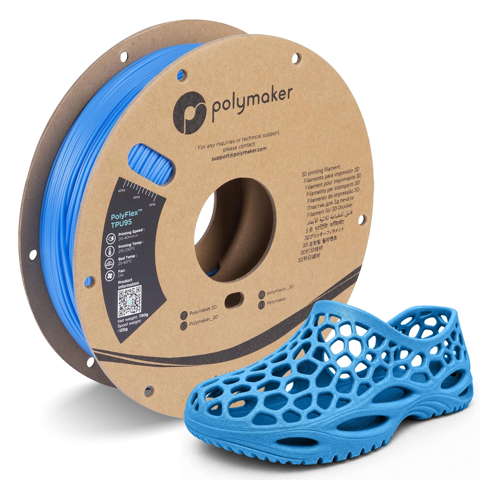 Amazon.com: Polymaker TPU Filament 1.75mm Blue, 0.75kg Shore 95A