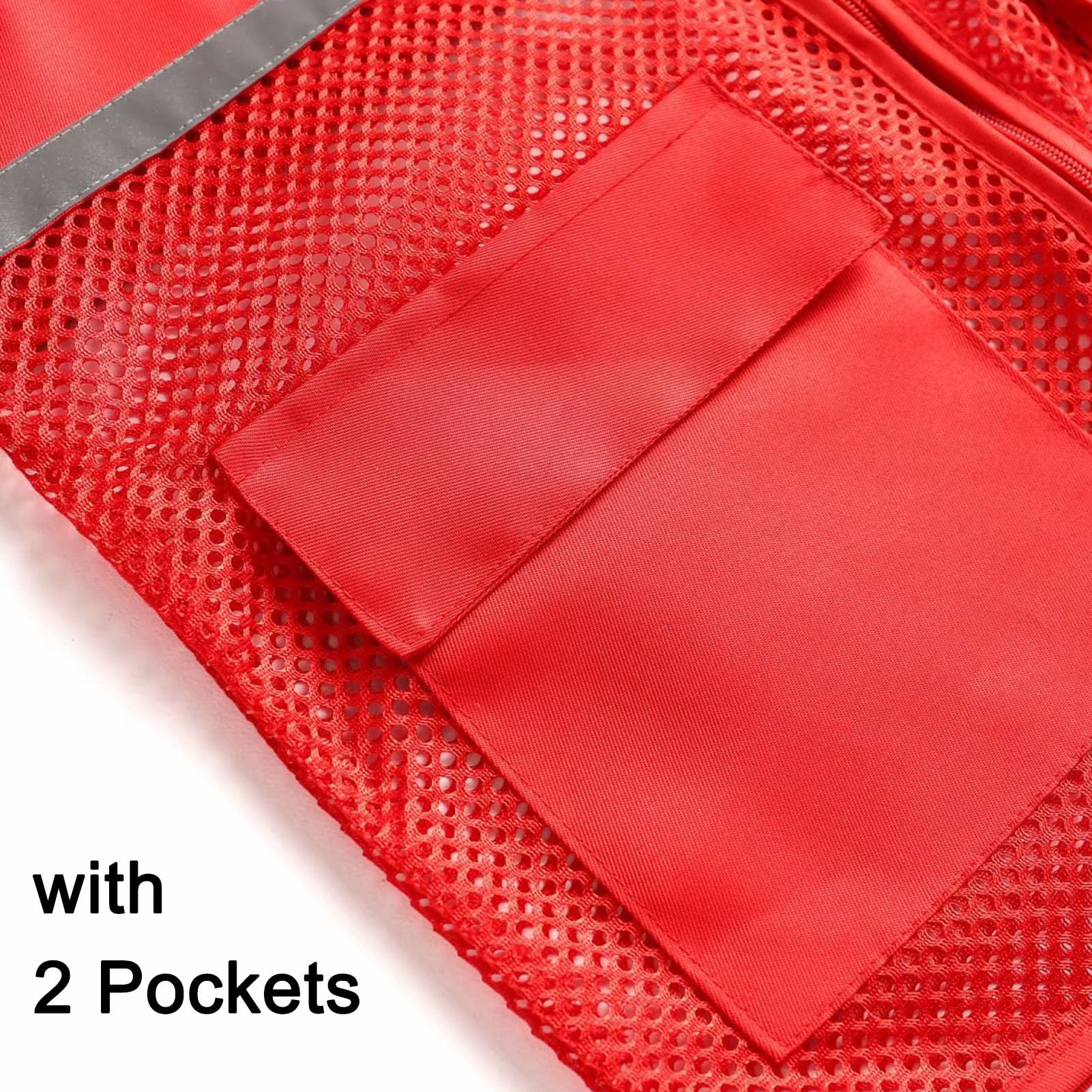 3 Piezas Personalizado Chaleco de Seguridad Chaleco de Seguridad Reflectante de Alta Visibilidad con Bolsillos Y Cremallera Frontal Contiene 3 Piezas Sombreros,3XL,Red