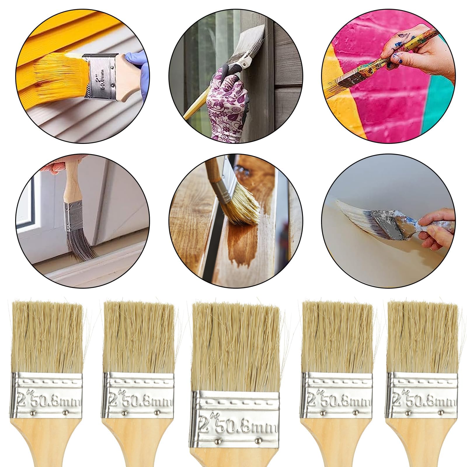 30 PCS Pinceau Plat Professionnel, Lot Pinceaux Peinture 45mm en Fibres PP Haute Qualité, Idéal pour Rénovation Maison, Meubles et Loisirs Créatifs, Finition Lisse