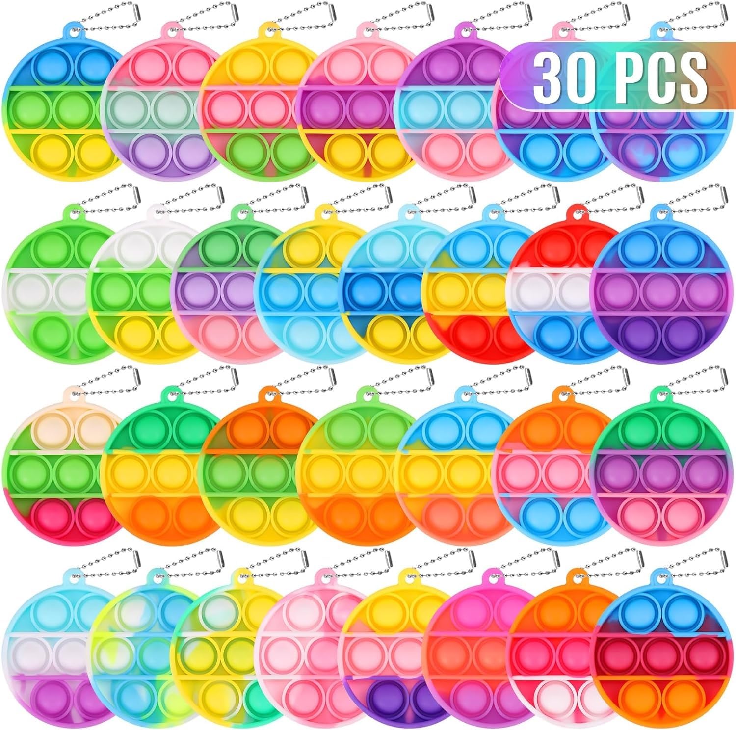 KOROKORO Fidget pop it ( Random Shapes ) | Kids Party Favors Fidget Toys Bulk 30 Pack Mini Pop Fidget Keychain | Return Gifts | Prizes | Perfect to Gift (B0CV42JCZB) Amazon Price History, Amazon Price Tracker