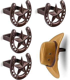 Cowboy Hat Hanger Wall Mount, 4 Pack Cowboy Hat Rack, Metal Horseshoe Hook, Horseshoe