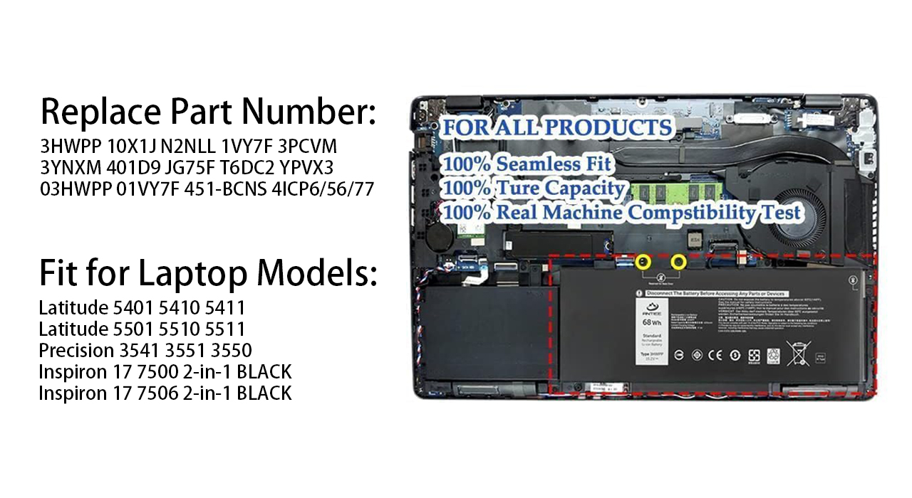 Nuovo Originale DELL PRECISION 3541 3550 3551 Batteria 68WH 3HWPP 1VY7F 3PCVM eB Nuovo Originale DELL PRECISION 3541 3550 3551 Batteria 68WH 3HWPP 1VY7F 3PCVM eB