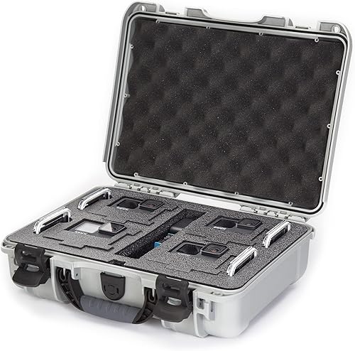 Nanuk 910 Estuche rígido impermeable con inserto de espuma para cuatro GoPro Hero 9 y 10 - Plata