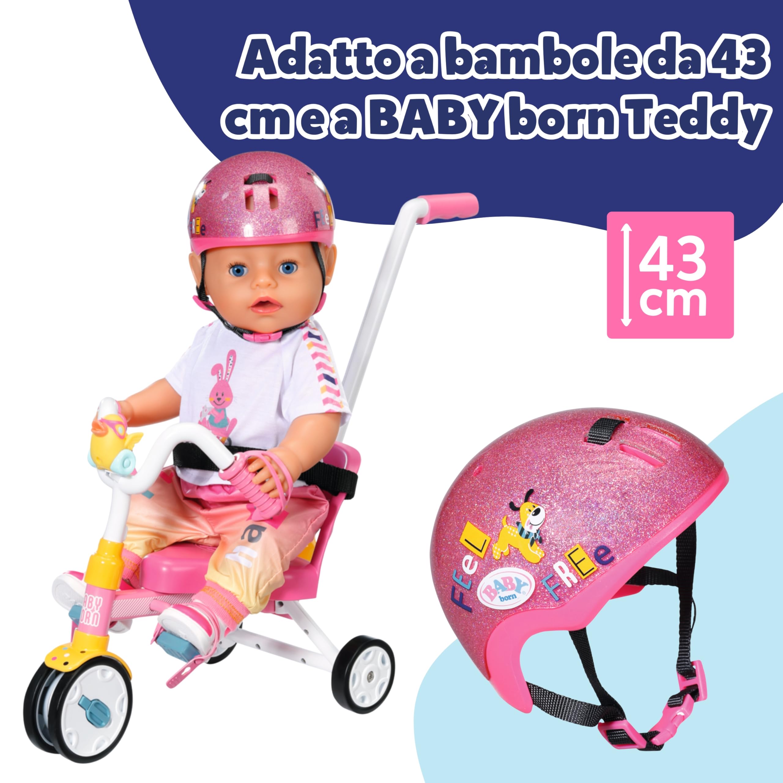 Casco da Bicicletta Baby Born per Bambole da 43 cm - Accessori di Alta qualità per Bambole - Adatto a Bambini dai 3 Anni in su