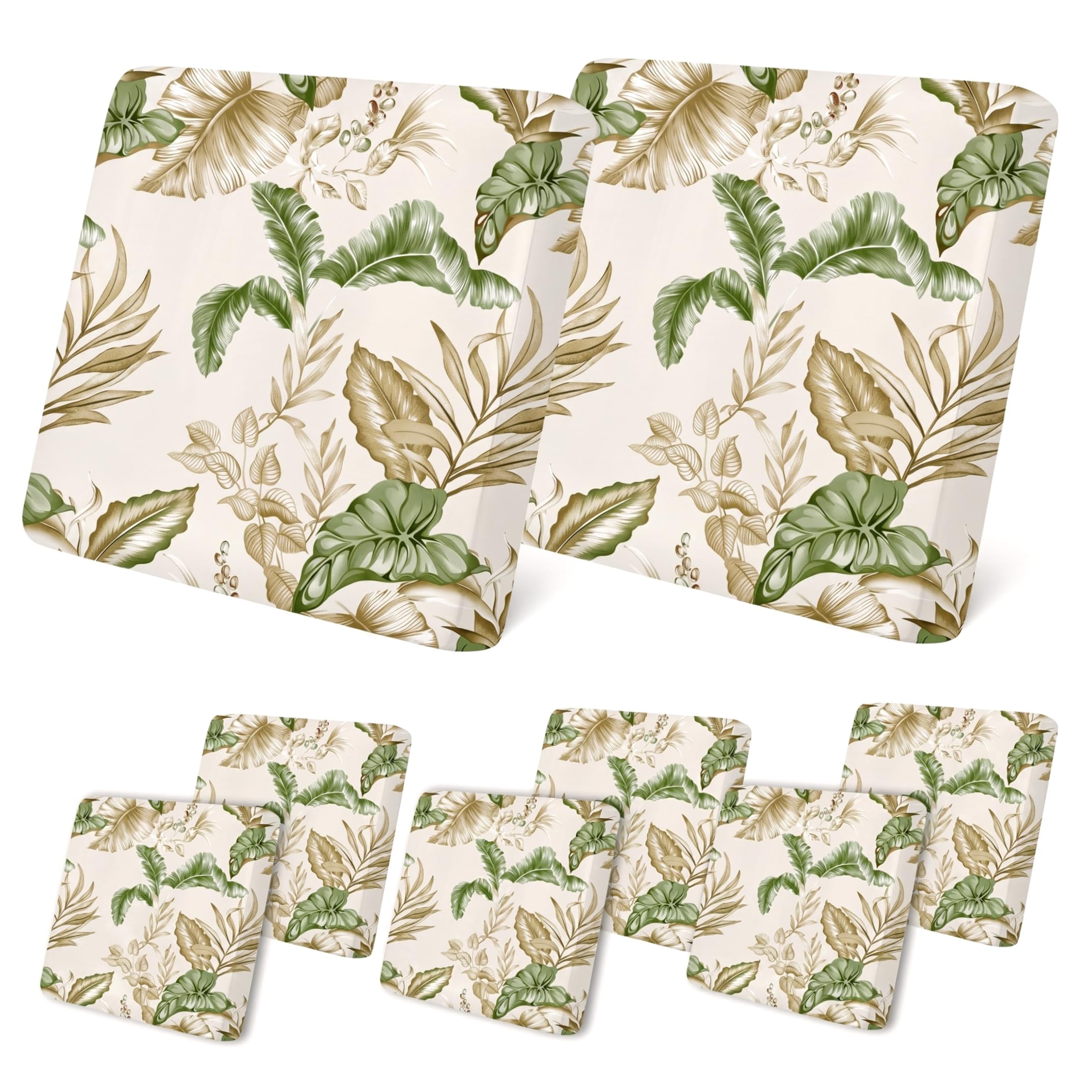 Xoeryoy Outdoor Couch Cushion Covers, 8PCS Washable Outdoor Cushion Cover Stretchy Aesthetic Leaves Print Covers for Furniture ;1