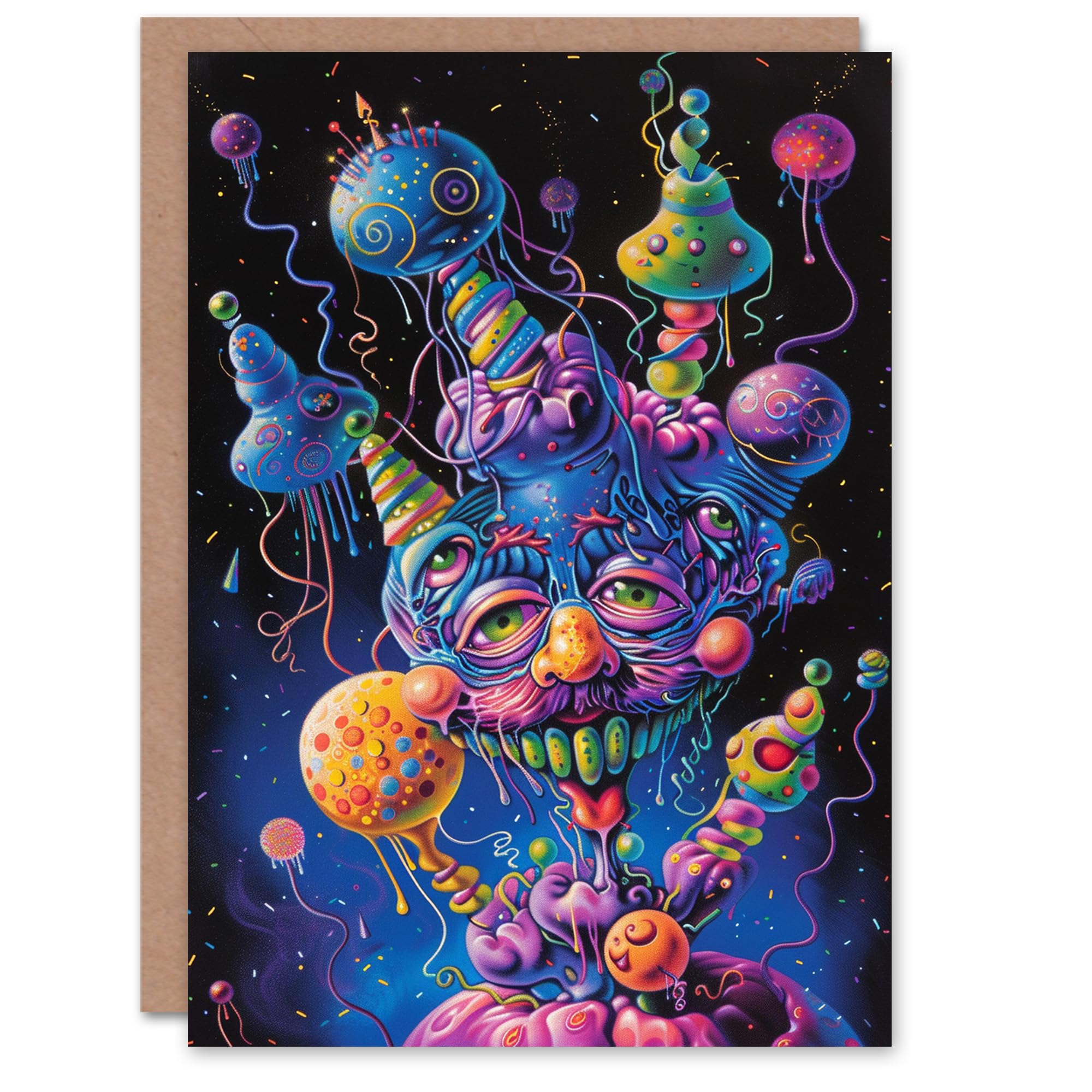 Artery8 Birthday Card Weird Magic Space Creature Abstract For Him Man Male Dad Brother Son Papa Grandad Greeting Card