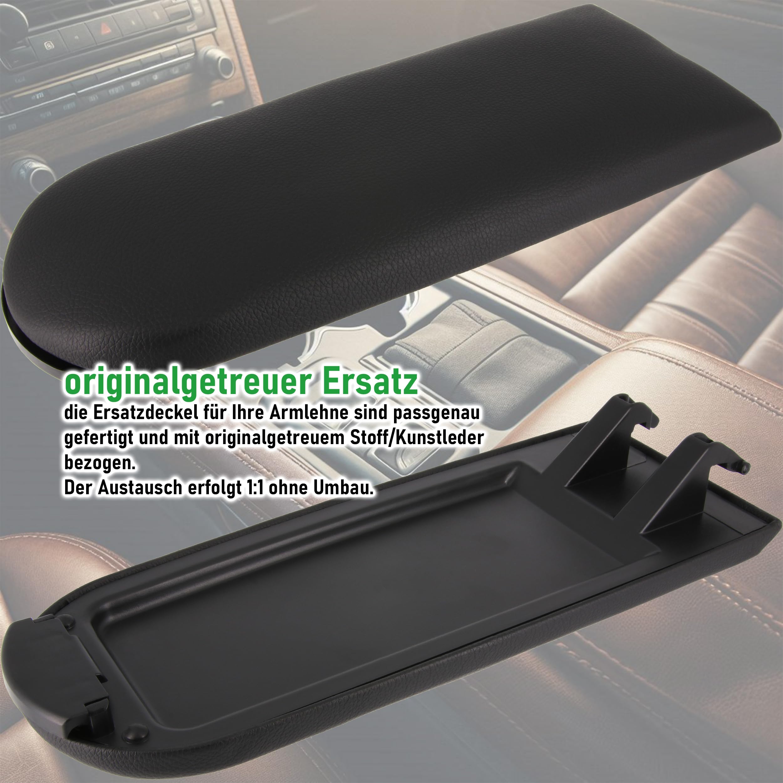 RECAMBO Couvercle de rechange pour accoudoir central pour Seat Ibiza IV 6J/6P année de construction 2008-2017 - Ajustement robuste - Aspect proche de la série - Mécanisme durable - Montage rapide