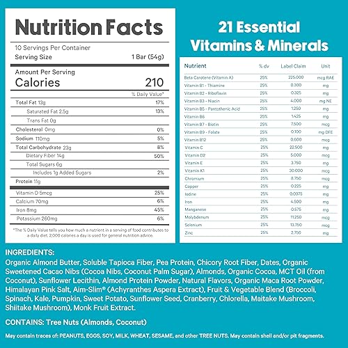 Miniatura 2 de LyfeFuel - Barra de reemplazo de comidas  Barra de proteína vegana repleta de superalimentos orgánicos, fibra y 21 nutrientes esenciales de