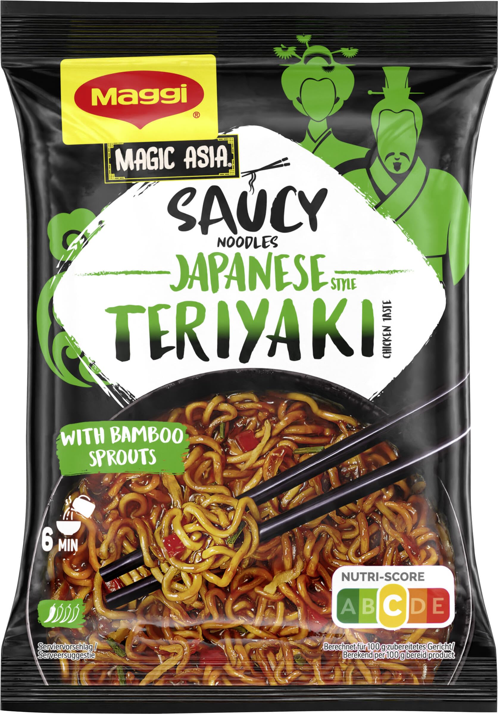 Maggi Magic Asia Noodle Sortimentsbox, leckere Fertiggerichte in 3 verschiedenen Geschmacksrichtungen, 32er Pack (32 Beutel)