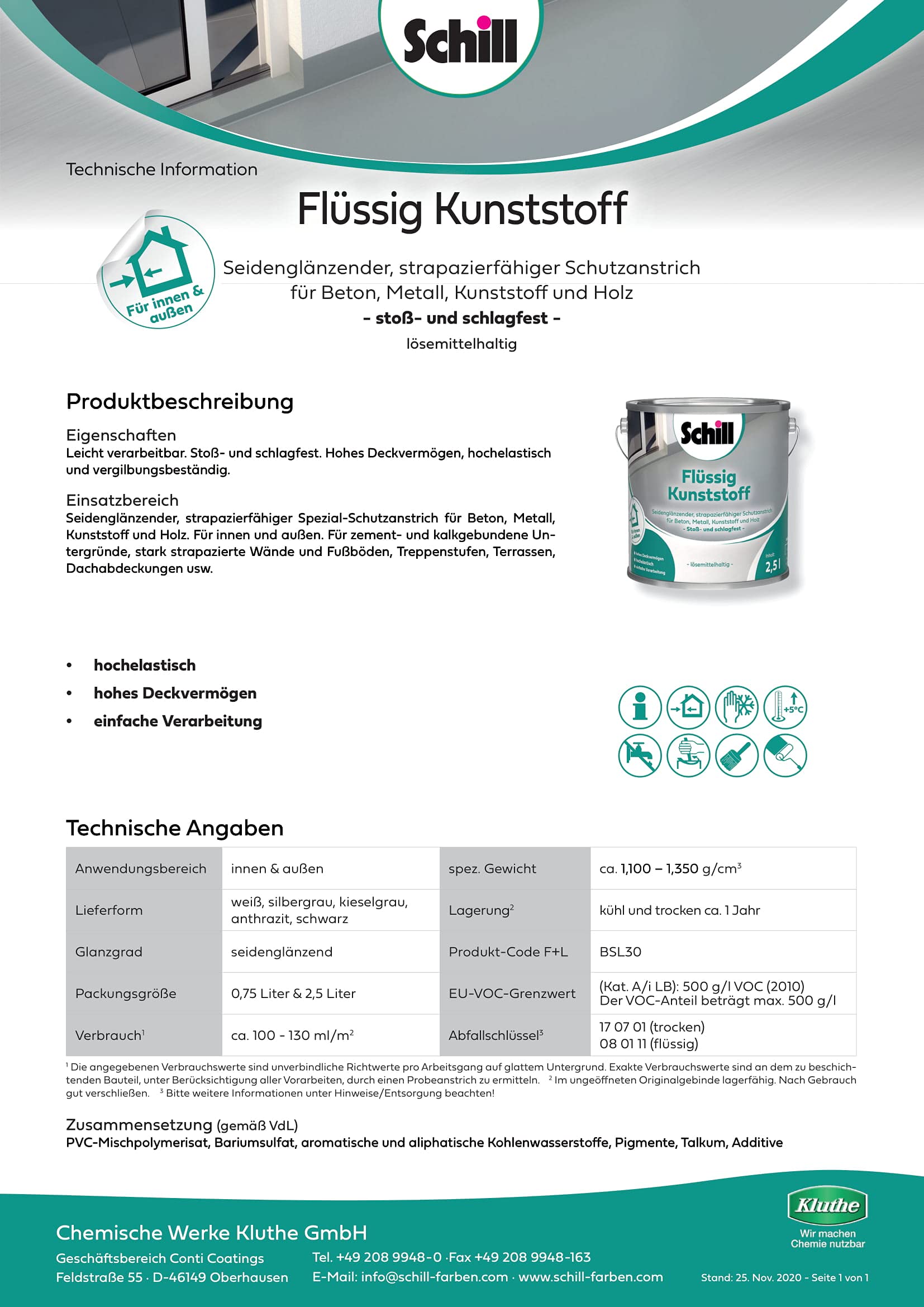 Schill Flüssig Kunststoff (2,5 Liter, Silbergrau RAL 7001)
