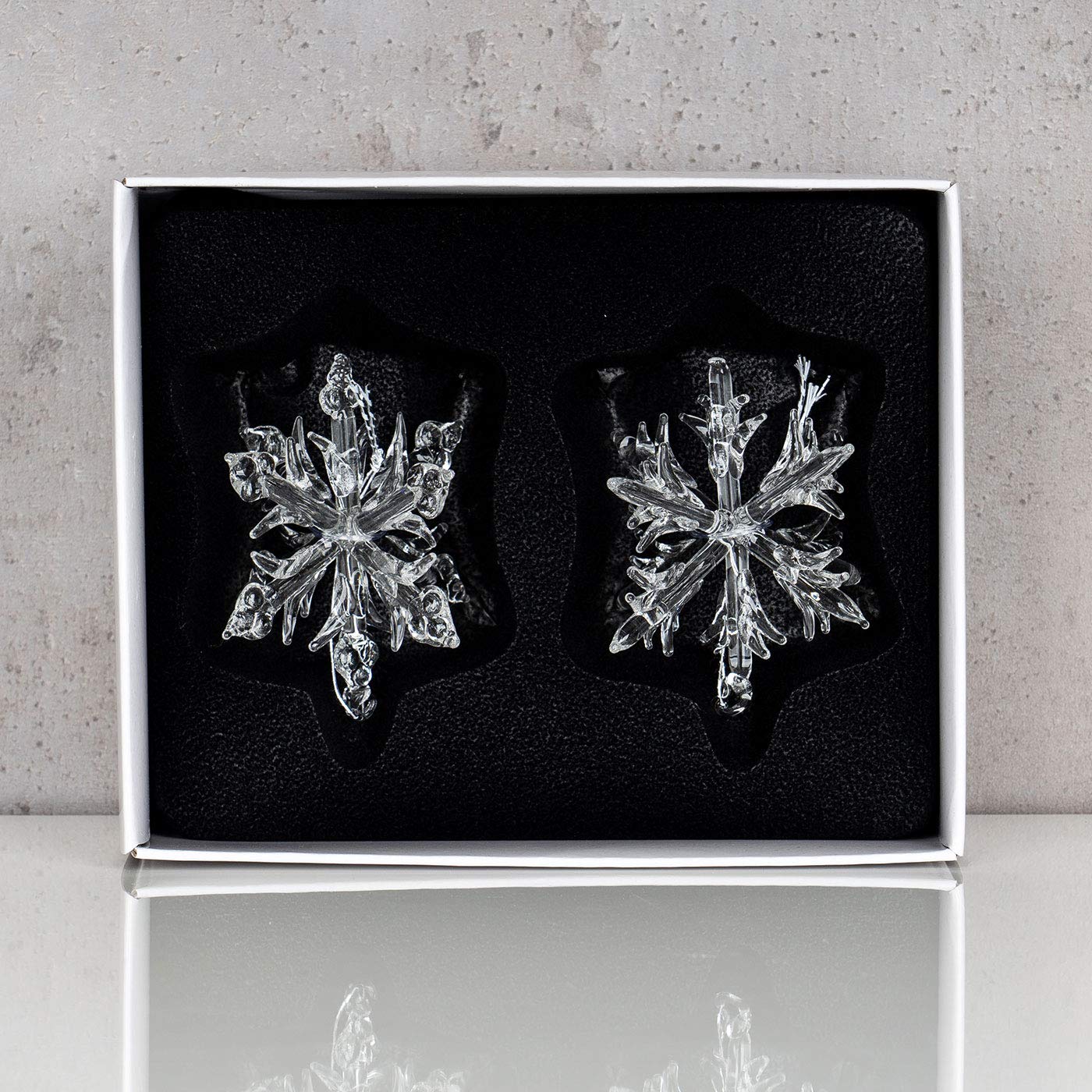 levandeo Deko Anhänger Dekoanhänger Schneeflocke Winterdeko Weihnachtsdeko Baumschmuck Weihnachtsanhänger Glas Glasskulptur Dekoration Unikat Glasdeko Geschenkidee Weihnachten Geburtstag Küche, Haushalt & Wohnen