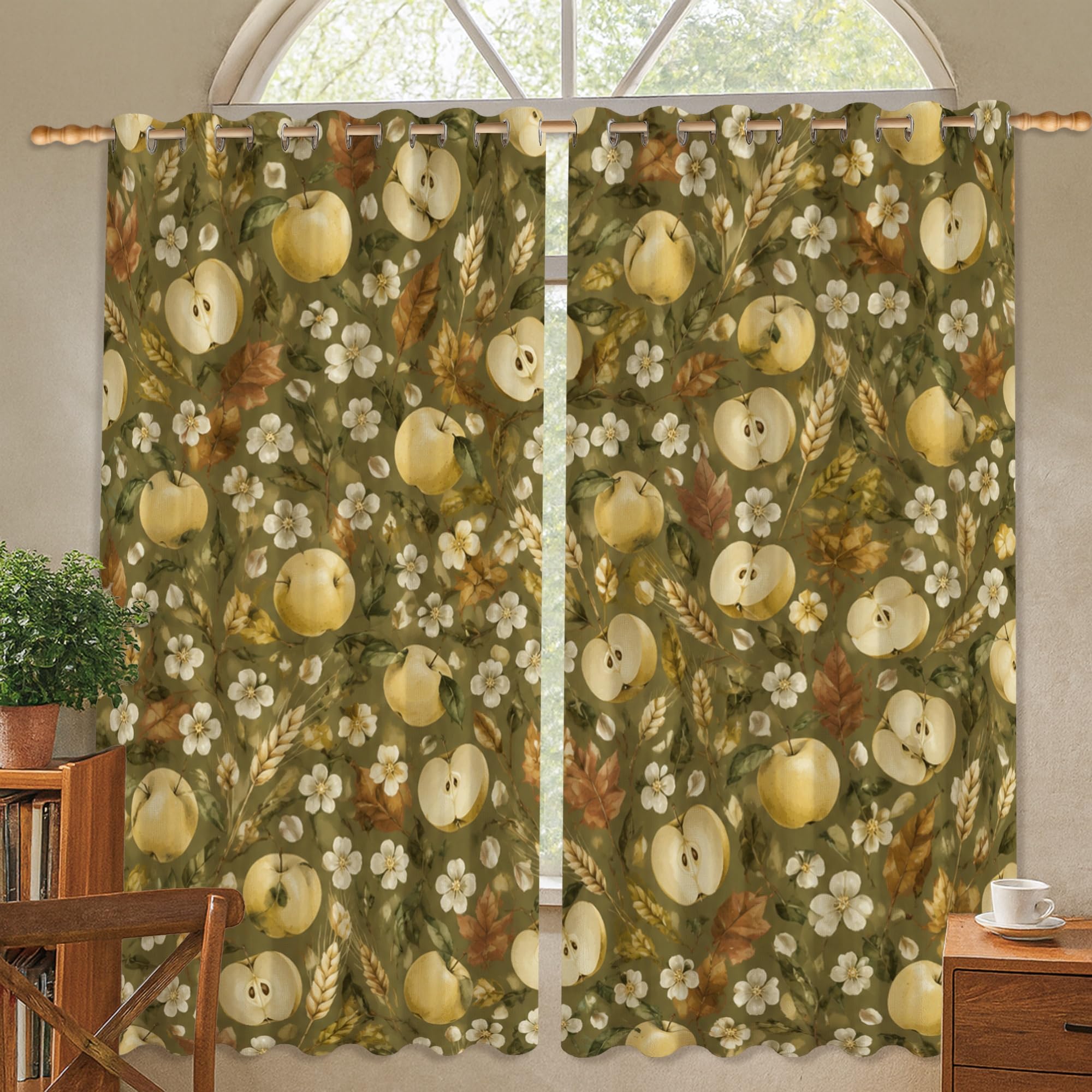 Rideaux occultants fruits et fleurs d'automne 132x137cm pour salon