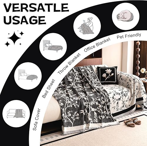 Miniatura 115 de HANDONTIME fundas de sofá beige para sofá, fundas boho de jacquard y corduroy para perros, funda de sofá de felpilla para perros, protector suave