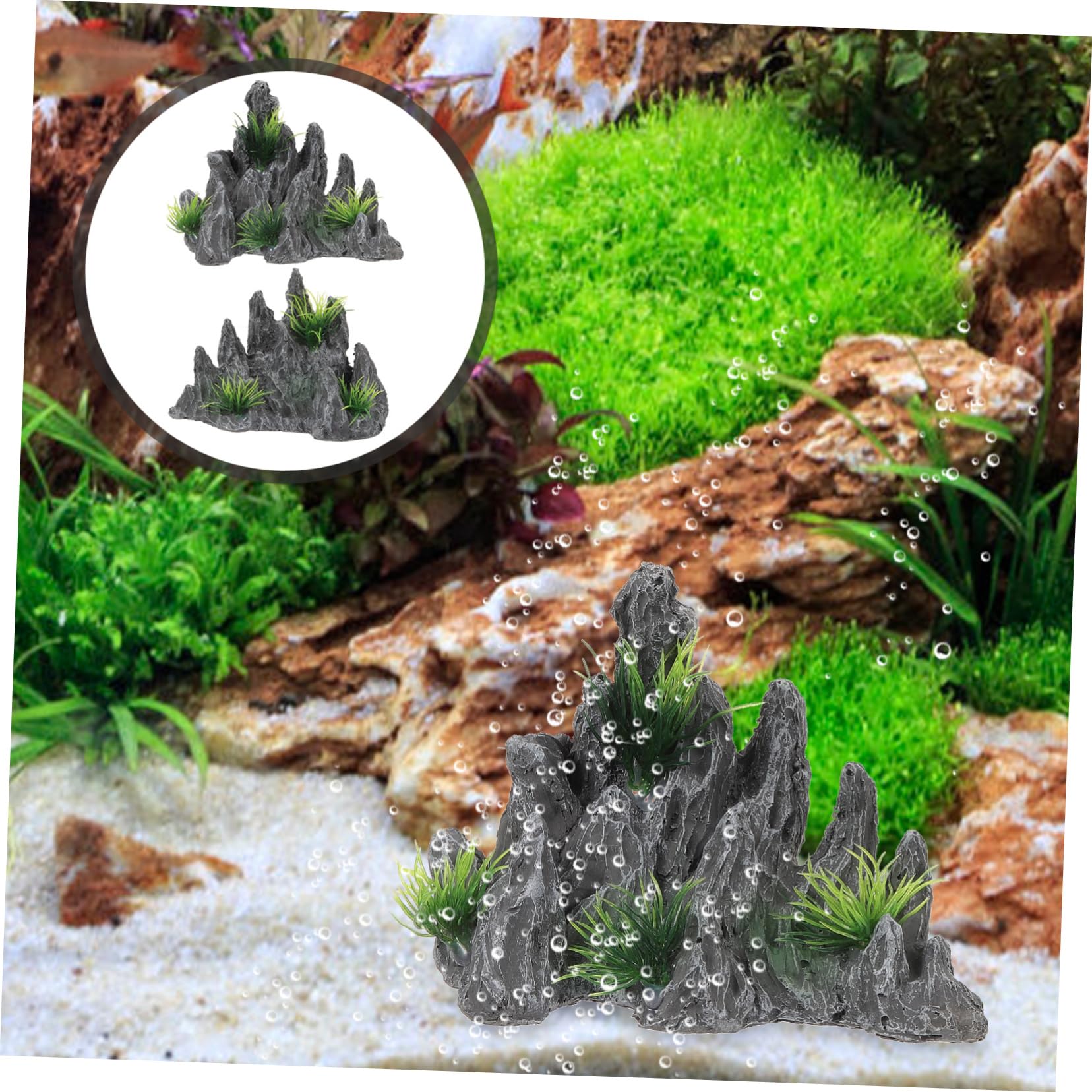 Cabilock Adornos De Paisajismo De Pecera Decoración Casa Decoración Jardin Decoración del Acuario Accesorios para Peceras Decoración del Paisaje del Tanque De Peces 2 Piezas X 4