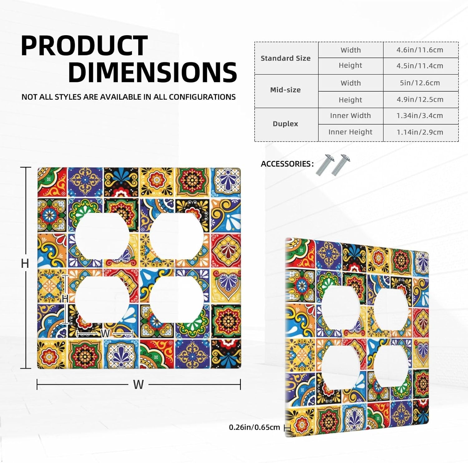 Decorative Outlet Covers Mandala Talavera Tiles Pattern 2 Gang Light Switch Cover Plate Double Duplex Wall Plates for Electrical Outlets Switch Plate Covers for Bathroom Kitchen Decor image 5