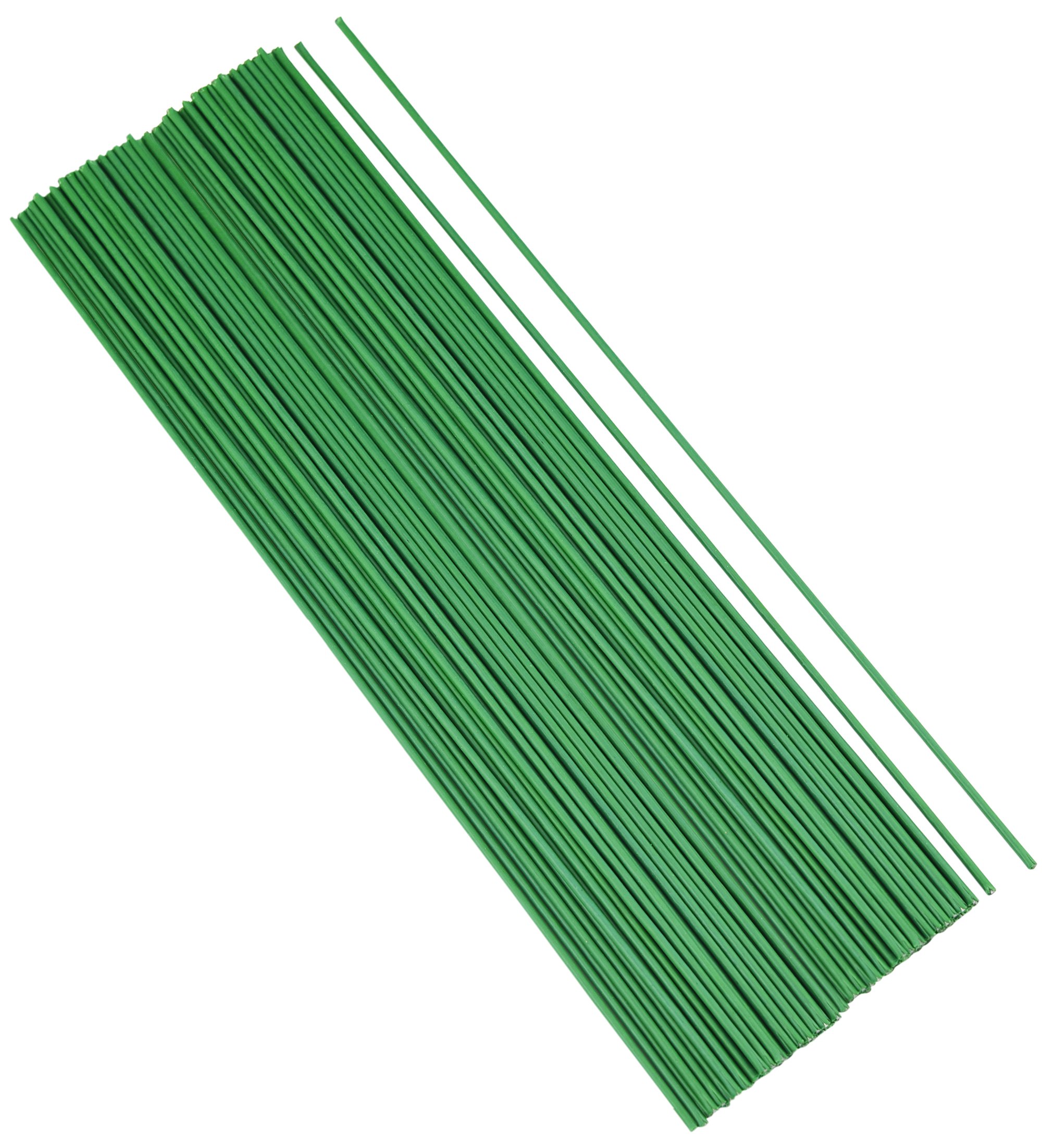 FiveSeasonStuff 100pcs Green Plastic Wrapped Iron Wire Flower Stems for Artificial Flowers, DIY, Craft Projects (26.5cm)