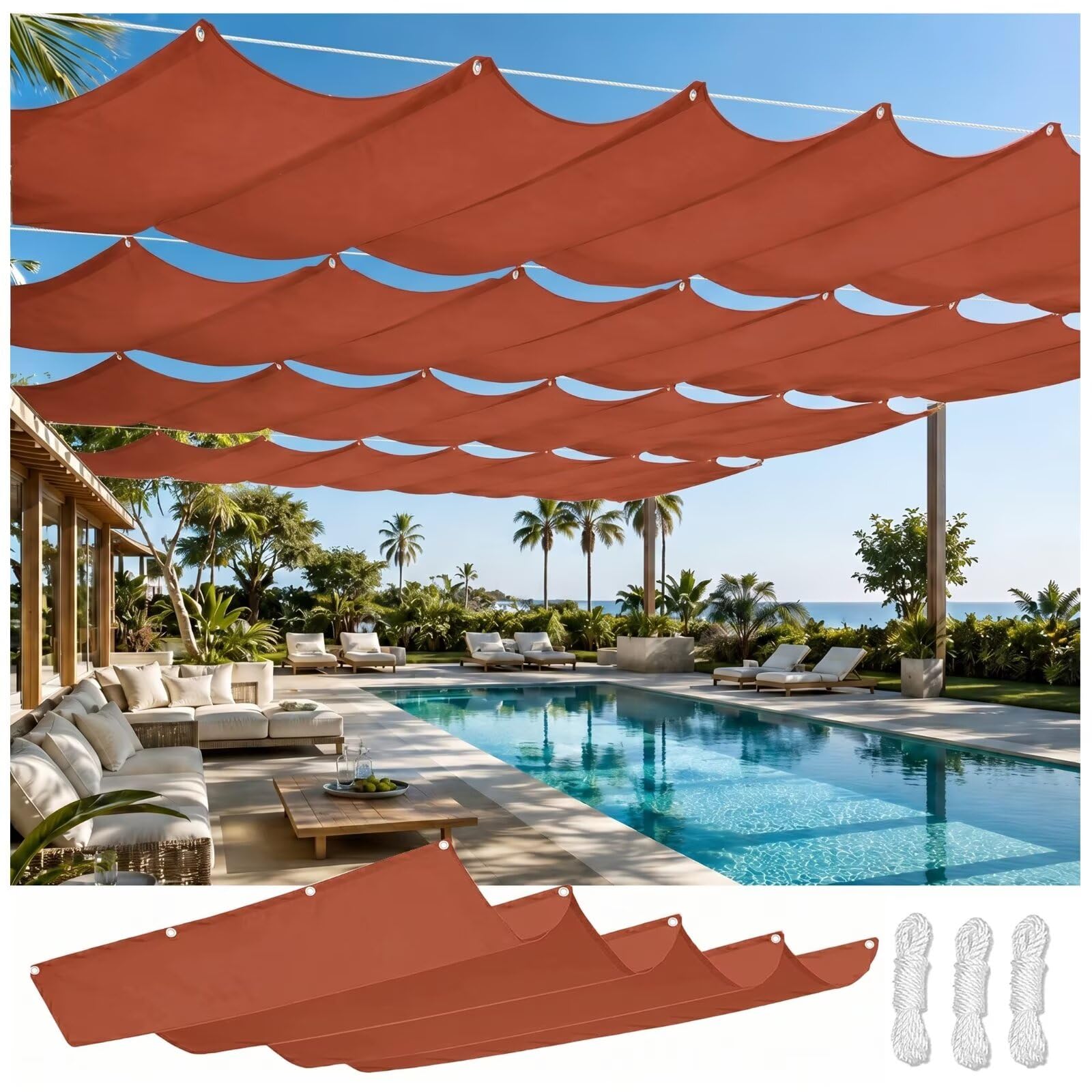 Voile d'ombrage à vague pour sublimer votre terrasse et toit de piscine