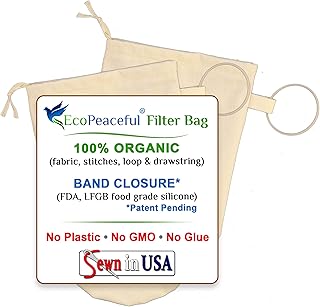 EcoPeaceful 2 Pack (6.5" x 10") 100% Organic Cotton Cold Brew Coffee Bags Reusable Unbleached - Ultra Fine Coffee Filter B...