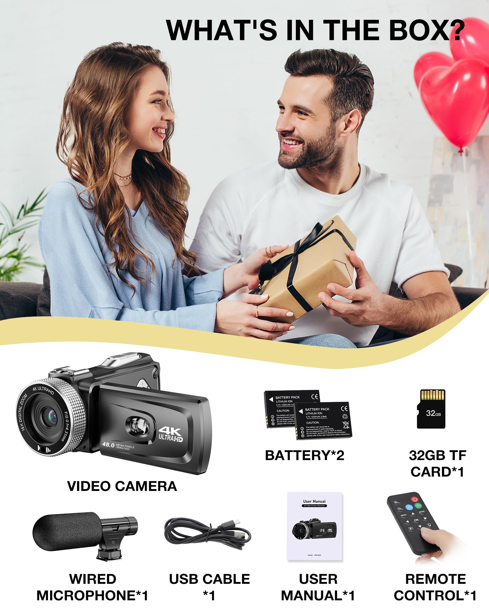 Videocamera 4K Camcorder 30FPS 48MP Vlogging Camera per YouTube, 18X Zoom Digitale Videocamere, Schermo Rotante 270° 3" Video Camera, Vlog Camera con Scheda SD da 32 GB, Telecomando, Mic, 2 Batterie