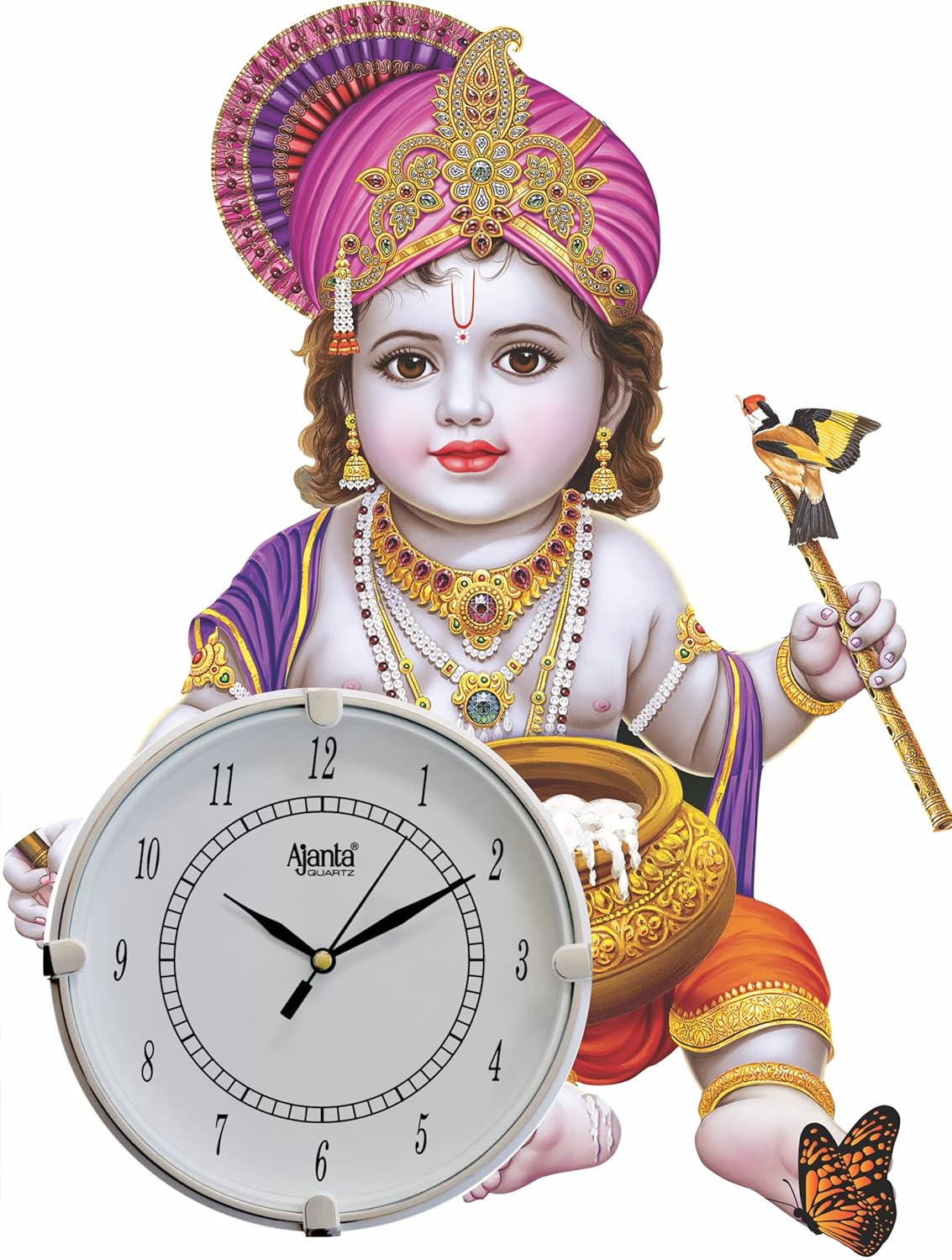 Buy VASTVA Safa God laddu Gopal Antique Wooden Wall Clock for Home