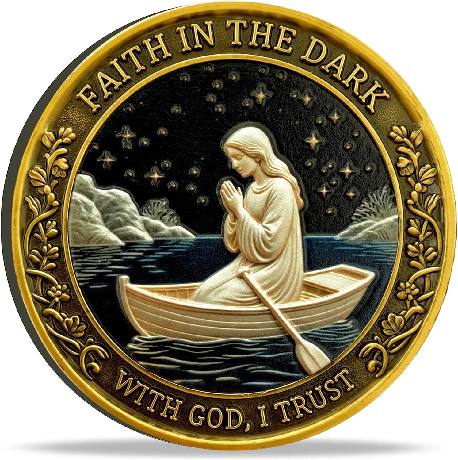 Amazon.com: Faith in The Dark Christian Coin - Inspirational Medallion ...