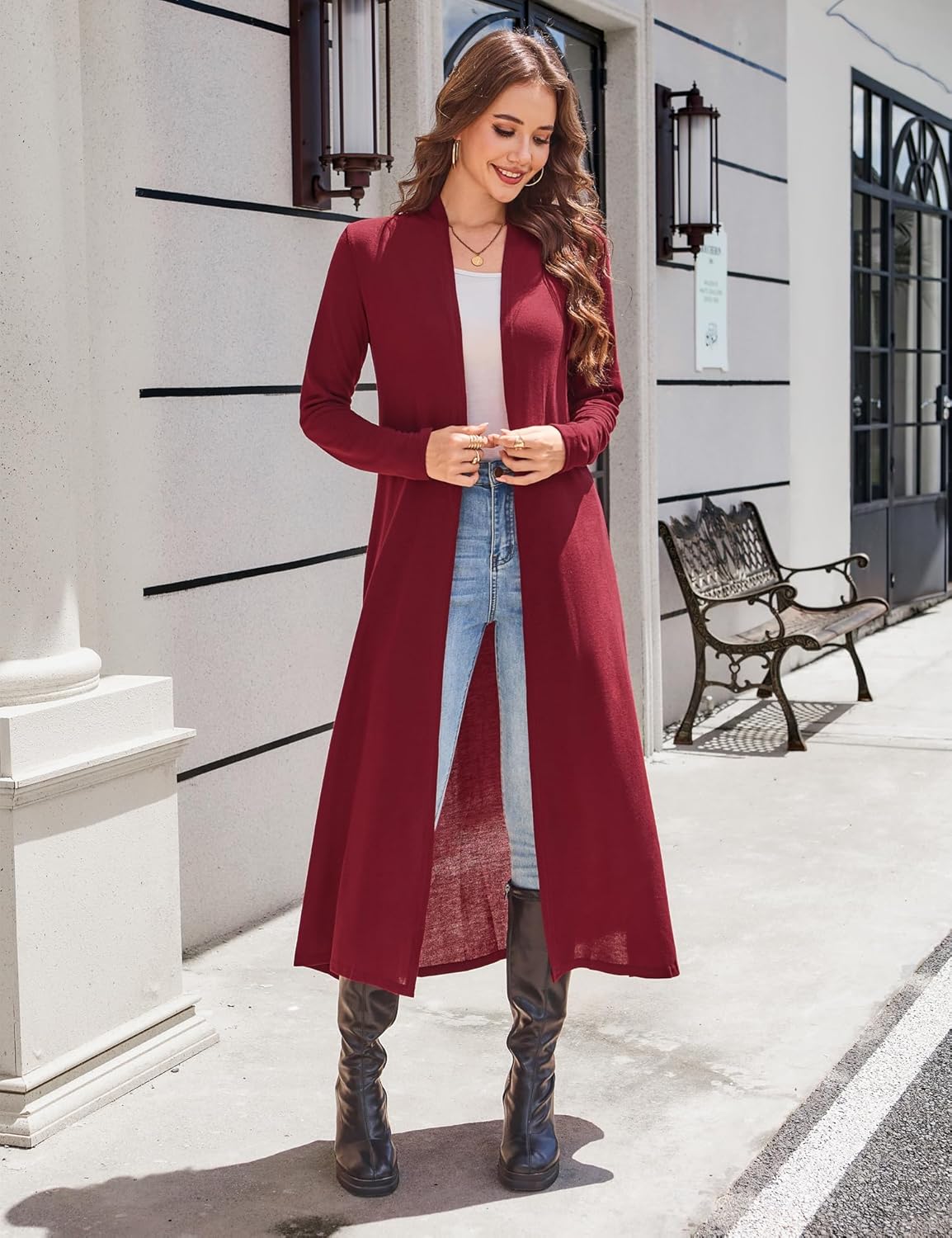 Newchoice Women's Long Cardigans with Pockets Knit Open Front Floor Length Cardigan Sweaters Lightweight Long Sleeve Dusters - Image 6