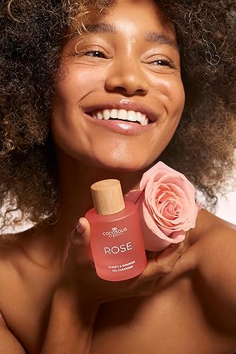 COCOSOLIS ROSE Purify & Nourish Oil Cleanser, moisturizing cleansing oil and make-up remover, vegan, with rose extract and vitamin E