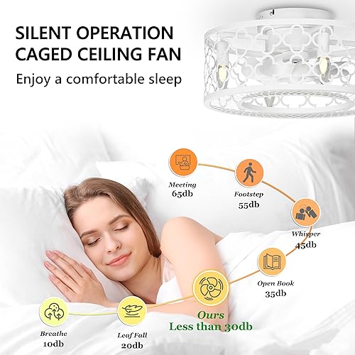 Miniatura 2 de Ventiladores de techo negros de perfil bajo de 18 pulgadas con luces y control remoto, moderno para exteriores, cerrado, sin aspas, montaje