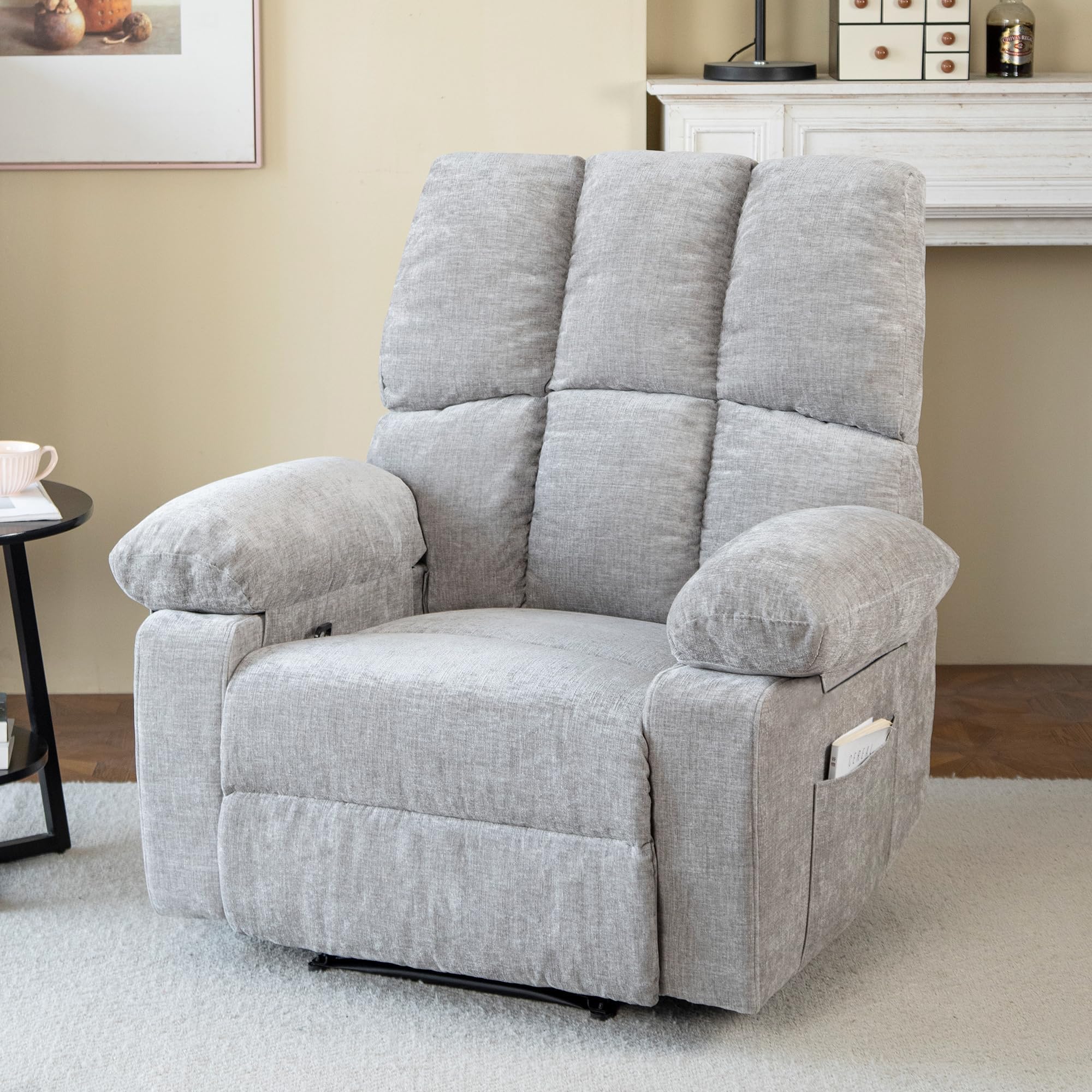 Fernsehsessel mit liegefunktion,Relaxsessel mit Leinenoptik,Sessel liegesessel bis 150 kg belastbar,für Wohnzimmer (Grau)