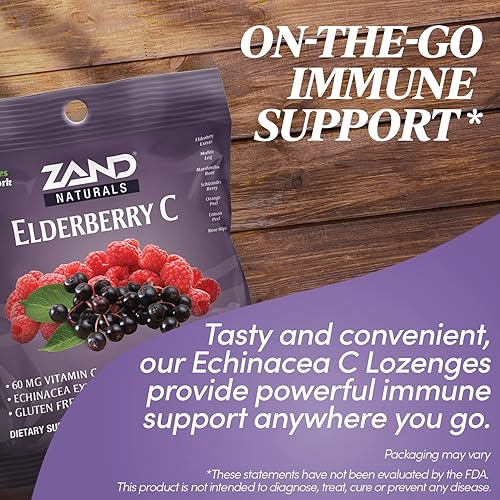 Miniatura 3 de Zand Pastillas de vitamina C de saúco inmunidad, gotas calmantes para la garganta de apoyo inmunológico, saúco, vitamina C, extracto de equinácea,