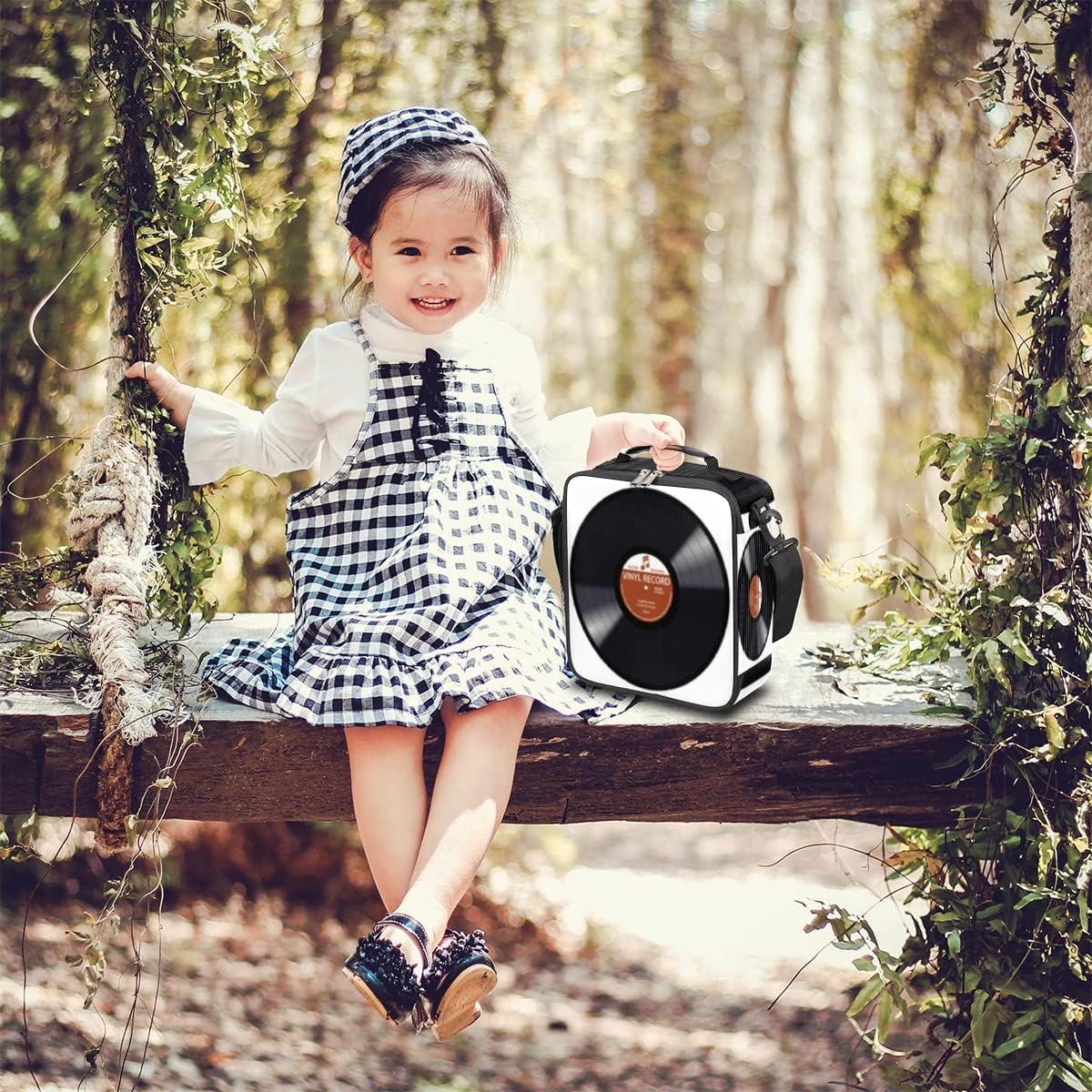Pardick Music Record Black Kids Lunch Bag Retro Music Vinyl CD Insulated Lunch Box Mini Cooler Back to School Thermal Meal Tote Kit Bento Tote Bags Thermal Lunchbox for Boys Girls - Image 8