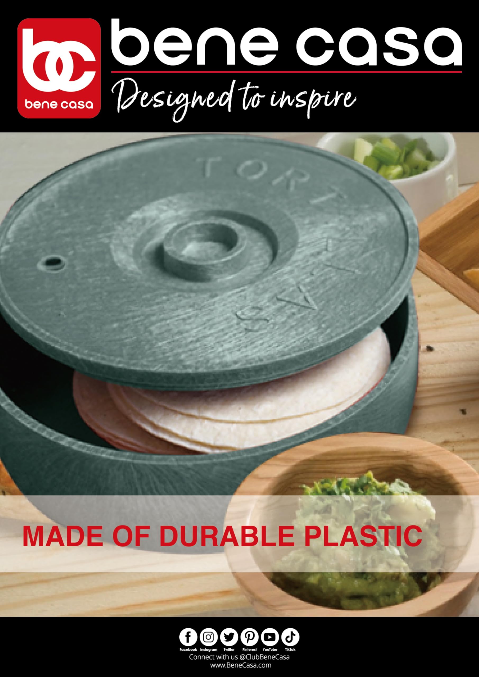 Bene Casa Grüner Tortilla-Wärmer mit 12 Tortilla-Kapazität, sicher, BPA-frei, Tortilla-Wärmer | mikrowellengeeigneter Tortilla-Halter | Aufbewahrungsbehälter – Fladenbrot, mexikanische Taco-Tortillas