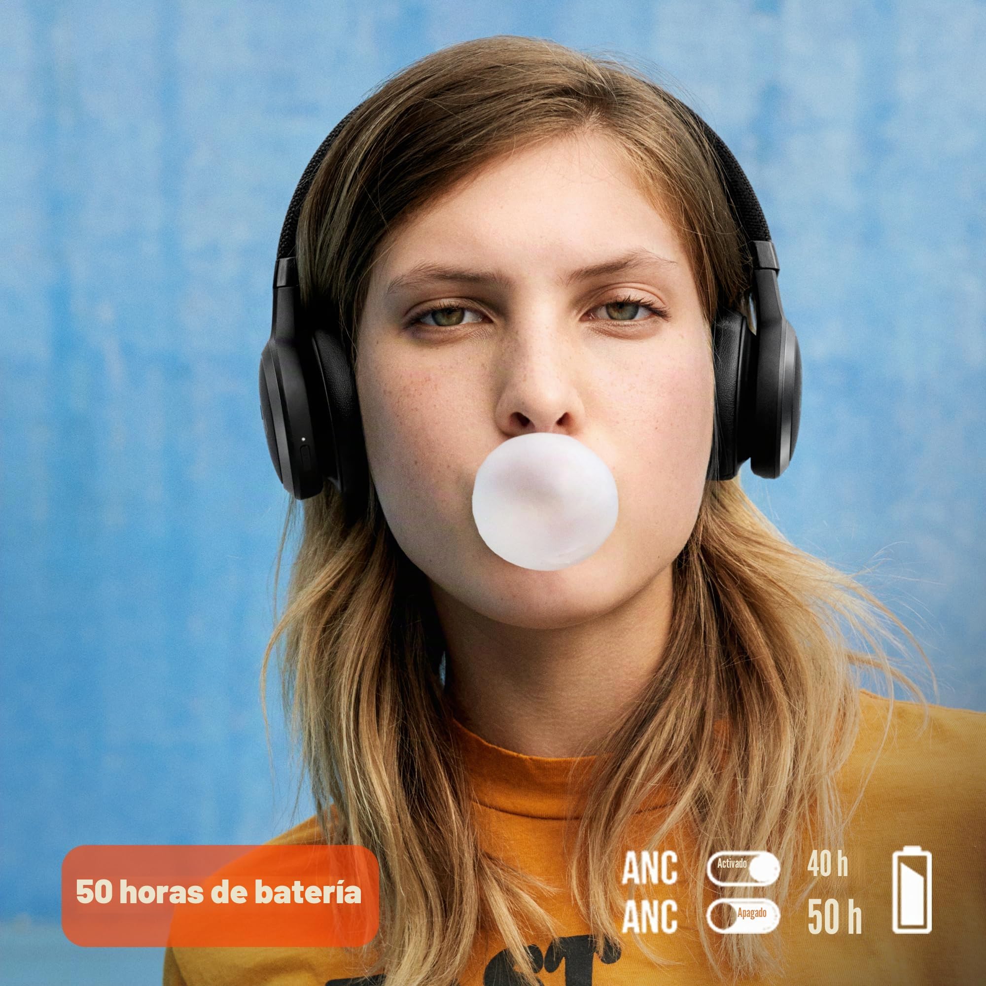 JBL Live 460NC - Auriculares inalámbricos con cancelación de Ruido con batería de Larga duración y Control de Asistente de Voz, Color Negro