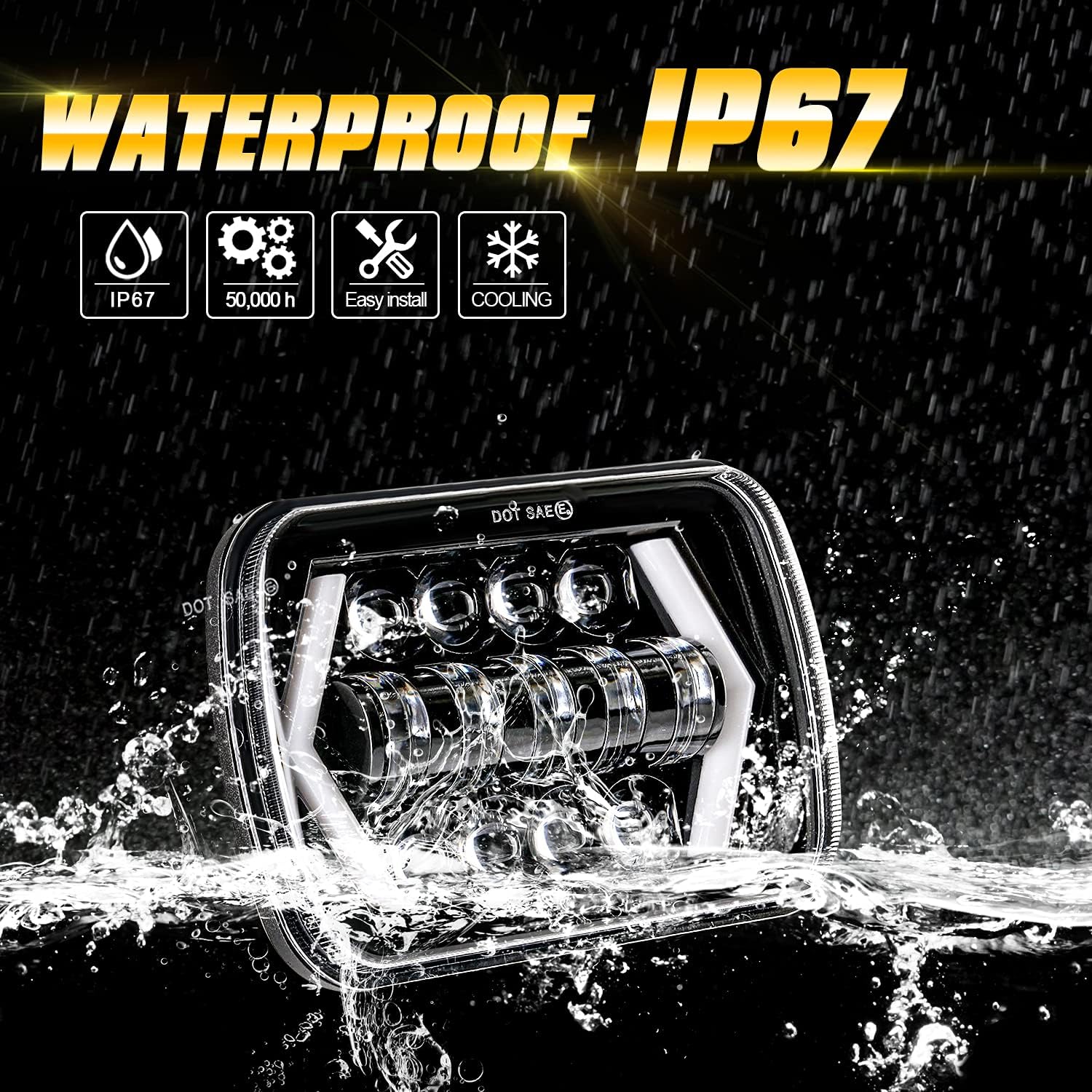 Gеt Pорulаr оƒƒеr 5x7 Led Headlight, Auxpower 85W 7x6 Led Headlights with High Low Beam DRL, H6054 5054 Rectangular Sealed Beam Led Headlamp Compatible with Jeep Wrangler YJ 6054 H5054 Cherokee XJ Truck, Black