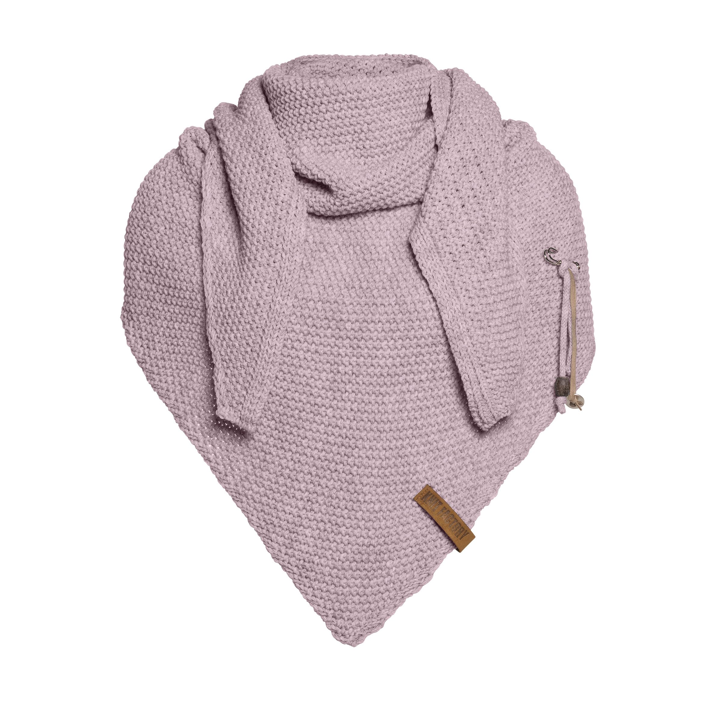 Knit Factory Women's Mauve - Coco Knitted Shawl - Premium Triangle Scarf - Chunky Winter Scarf - Scarf - Winter Shawl - Manufactured In Europe - Xmas Gift For - 190X85 Cm