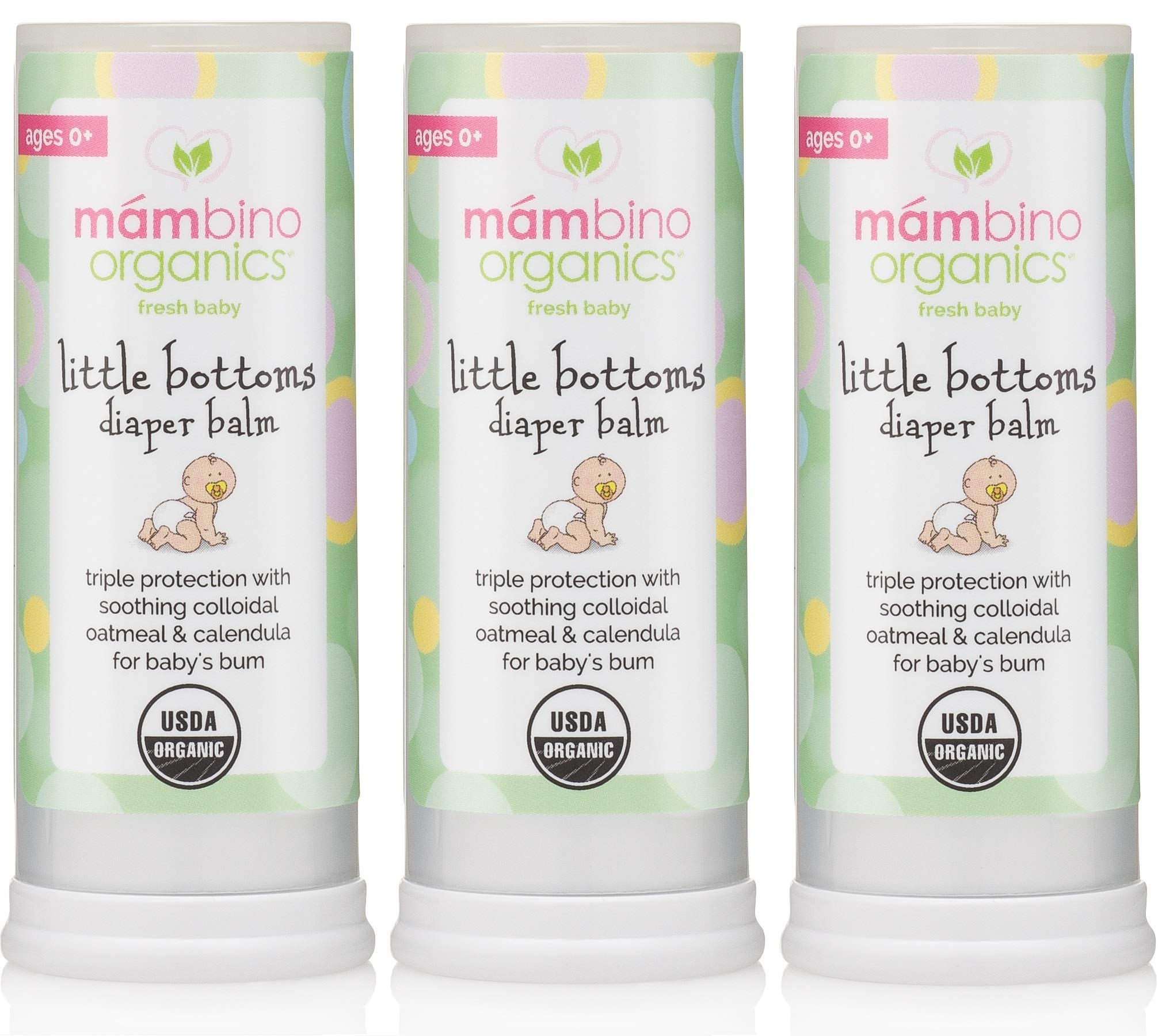Mambino OrganicsLittle Bottoms Diaper Balm, Calendula - Oatmeal, 0.63 Ounces (3 Pack)