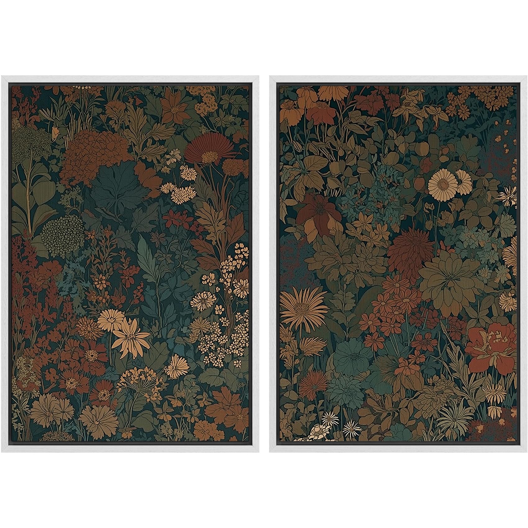 SIGNFORD Framed Canvas Print Wall Art Set Soft Hydrangea Pair Light Blue Florals with Green Leaves Illustration Modern Art Decorative Nordic Nature for Living Room, Bedroom, Office - 24"x36"x2 White — view 83
