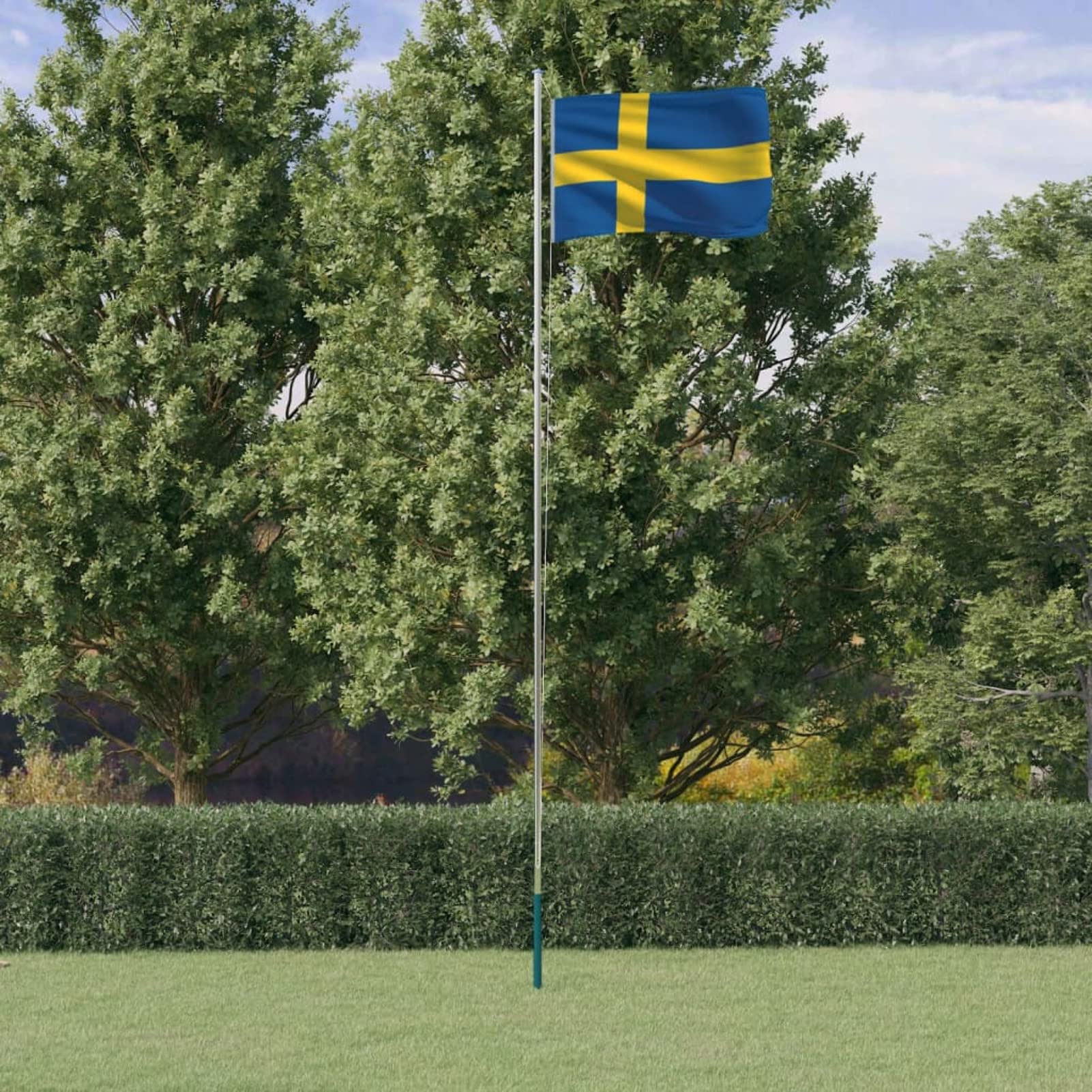 Tidyard Drapeau de la Suède et mât 6,23 m Aluminium Style A