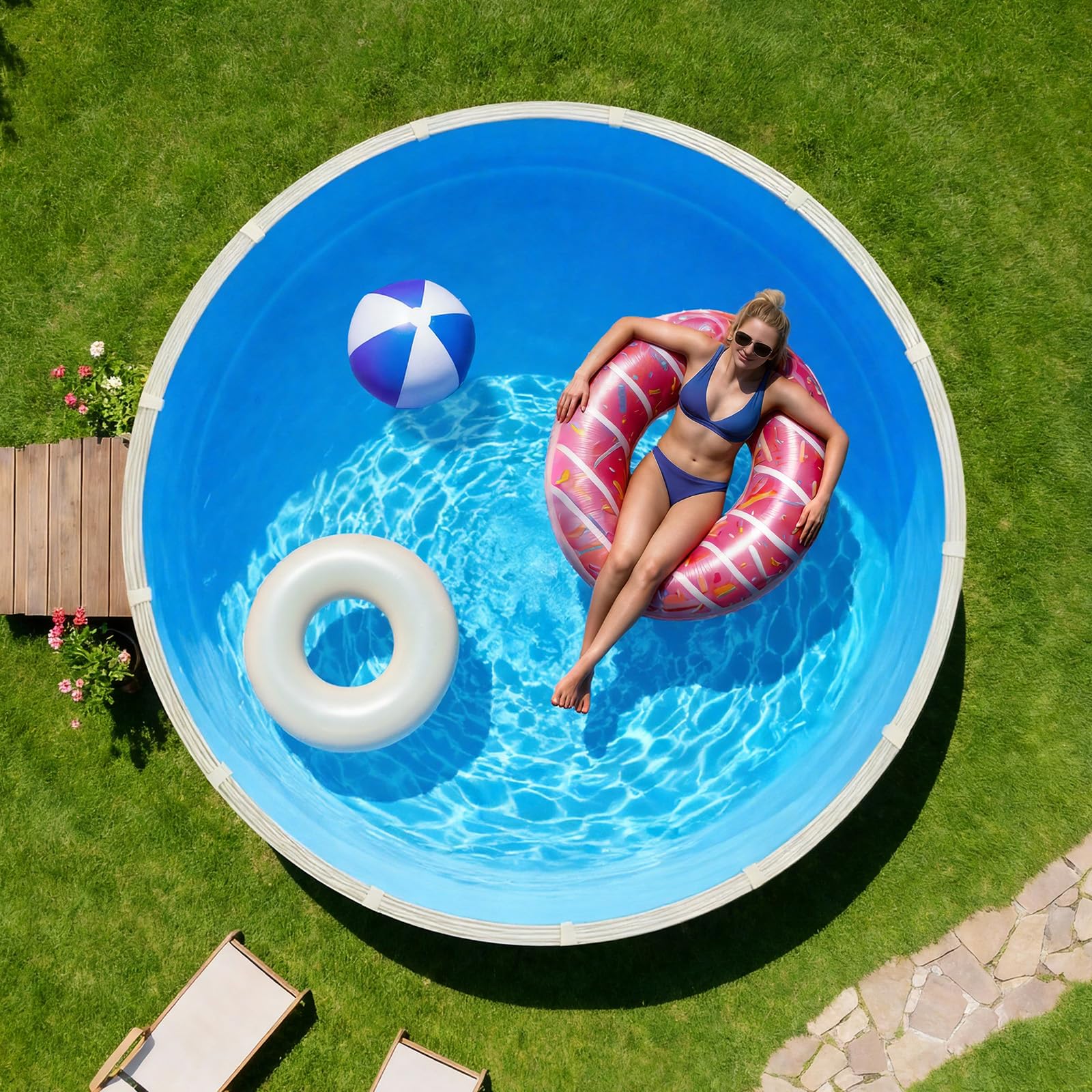 VEVOR Poolinnenfolie 3,5 m, Poolfolie für 120 cm Wandhöhe, Ersatzfolie aus PVC, Innenhülle 0,8 mm Stärke, Schwimmbadfolie UniBead, Austauschfolie, Geeignet für Oberirdische Pools, Blau