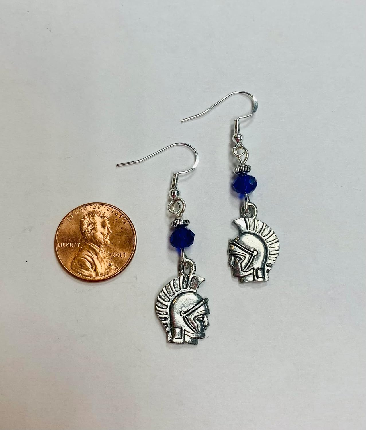 Blue Spartan, Gladiator Earrings, on sterling silver earwires - Image 2