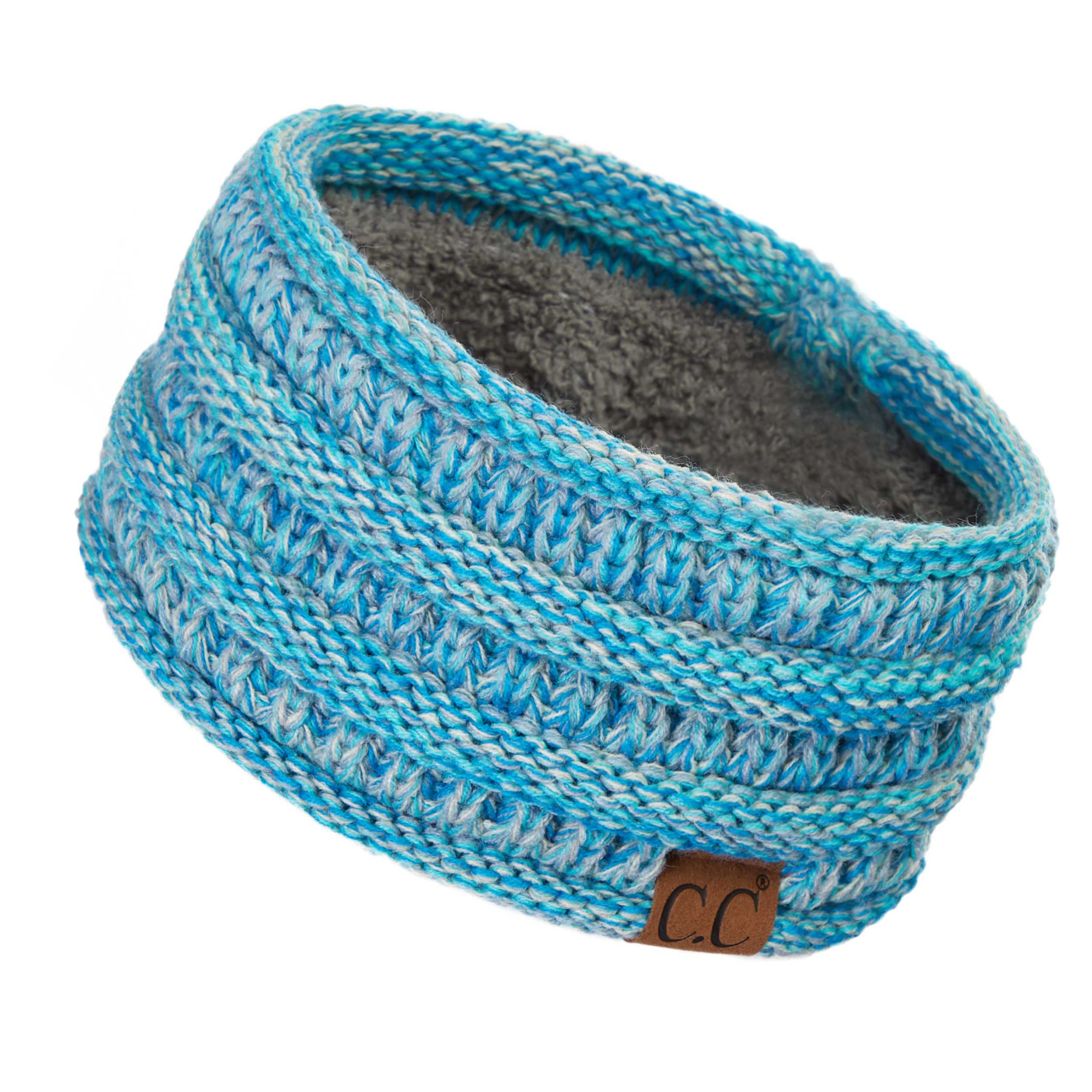 C.C Winter Fuzzy Fleece Lined Thick Knitted Diagonal Stripes Criss-Cross Pattern Headband Headwrap (HW-2060)