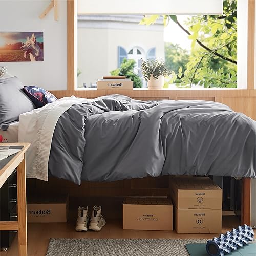 Vista 408 de Bedsure - Juego de funda de edredón de tamaño matrimonial, ropa de cama suave con doble cepillado, 1 funda de edredón (80 x 90 pulgadas) y 2 fundas