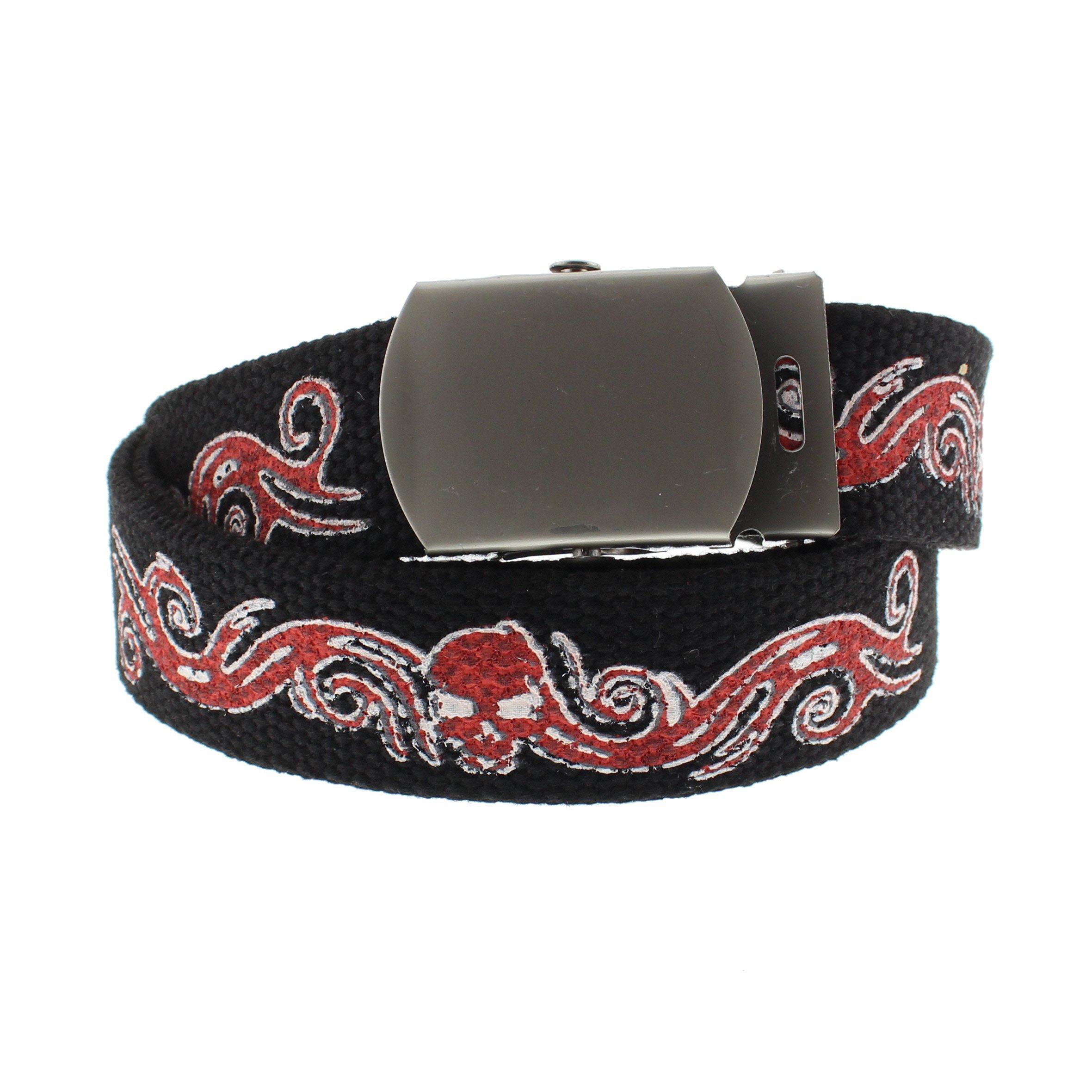 Zac's Alter Ego Adjustable Skull & Smoke Webbing Belt with Slider Buckle
