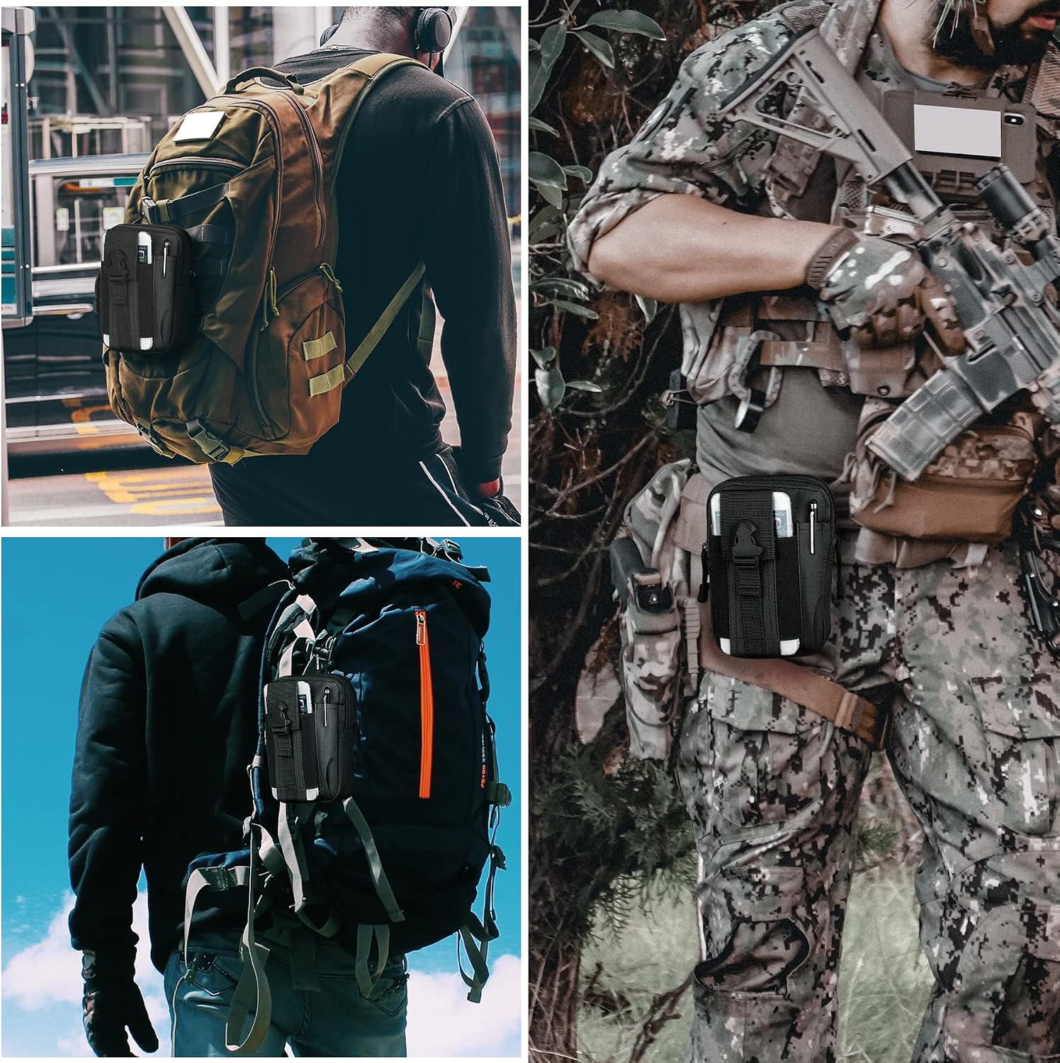 IronSeals 2 Pack Tactical Molle Pouch Compact Utility Waist Bag Phone Holster for iPhone 14 Plus/14 Pro Max/13 Pro Max/13 Pro/13/12 Pro/12/11 Pro Max/Xs Max/XR/X