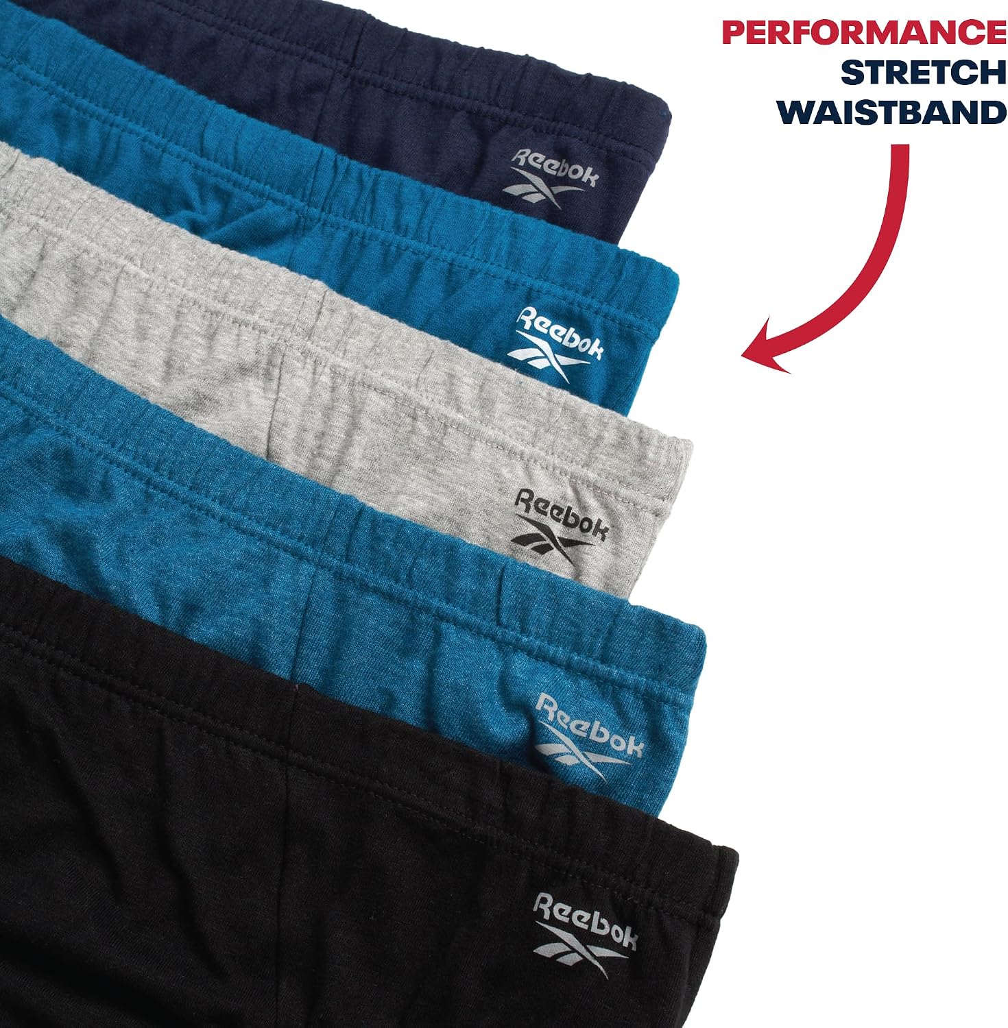 Reebok Mens Low Rise Briefs - 5 Pack Soft Mens Cotton Underwear Briefs with Supportive Contour No Fly Pouch for Everyday Wear