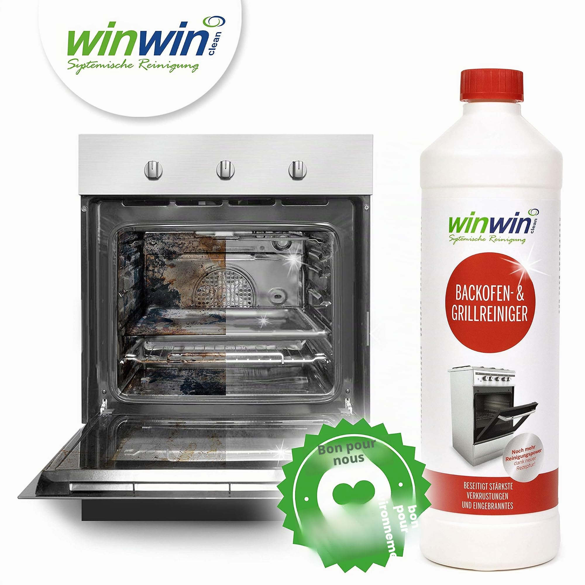 winwinCLEAN® Nettoyant Four & Barbecue [Testé par Stiftung Warentest] | Décap Four Puissant & Dégraissant Professionnel | Four, Barbecue Gaz, Plaque Vitro I 1L Original